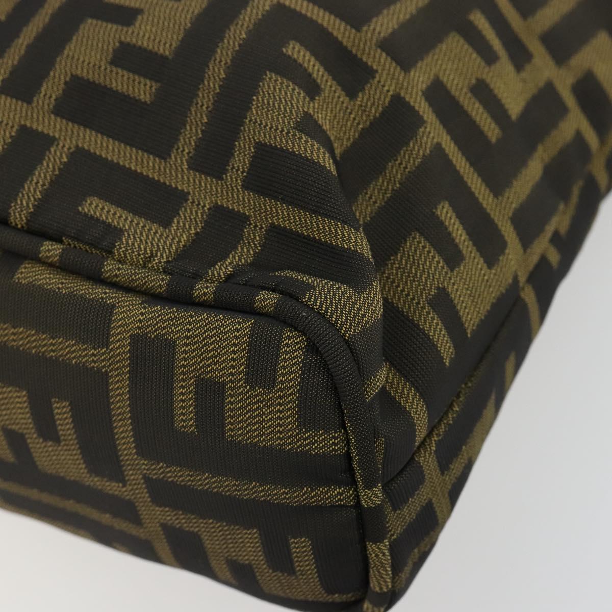 FENDI Zucca Canvas Hand Bag Black Brown Auth gh2047