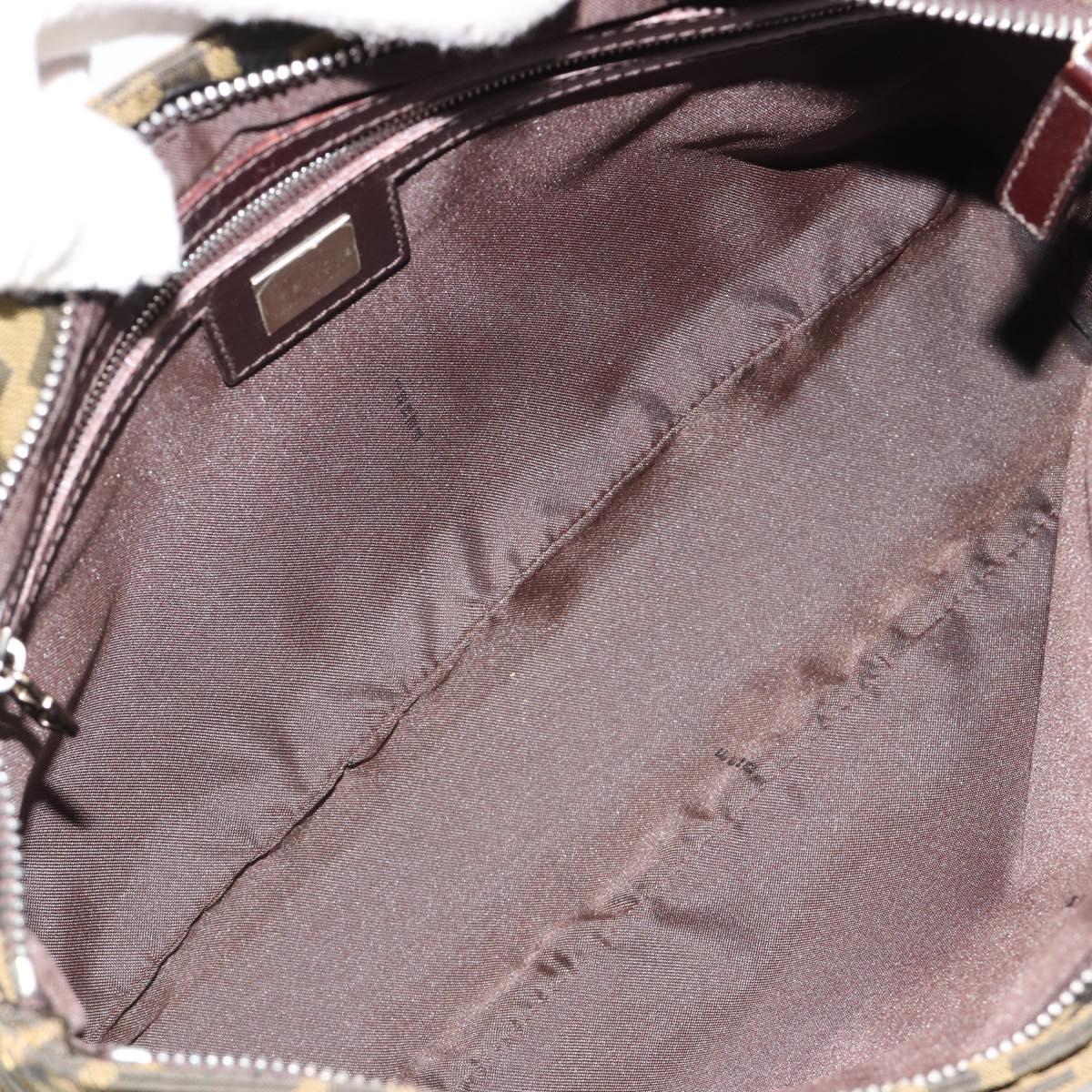 FENDI Zucca Canvas Hand Bag Black Brown Auth gh2047
