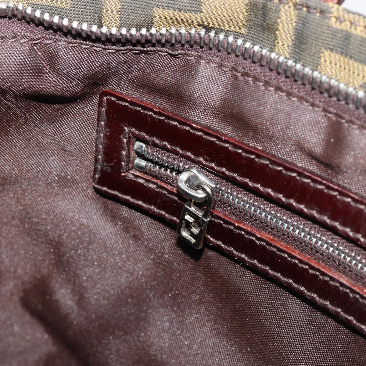 FENDI Zucca Canvas Hand Bag Black Brown Auth gh2047