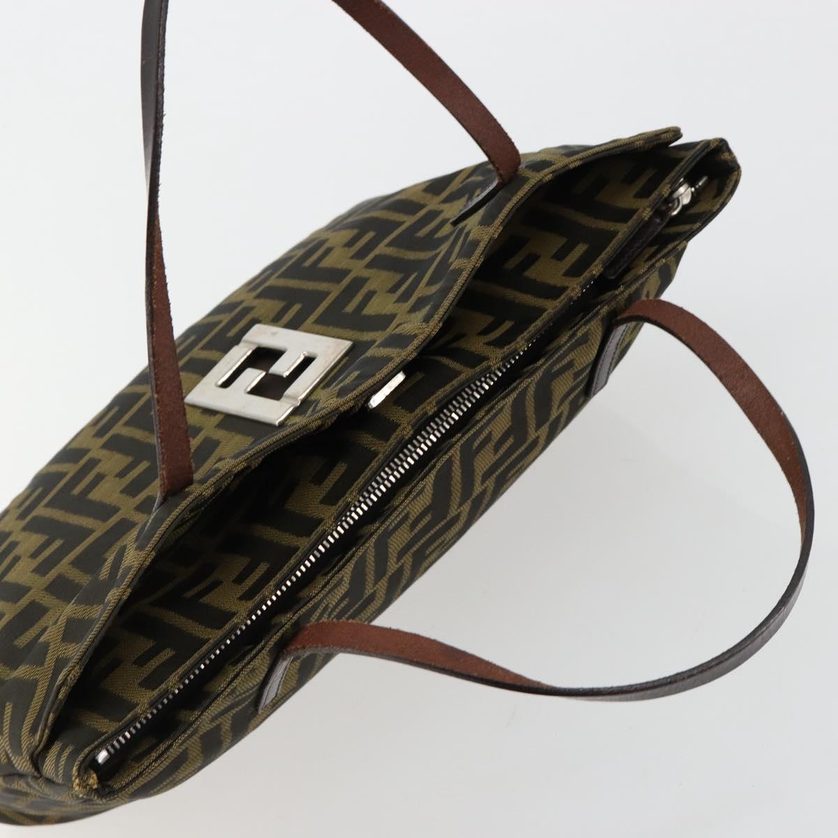 FENDI Zucca Canvas Hand Bag Black Brown Auth gh2047