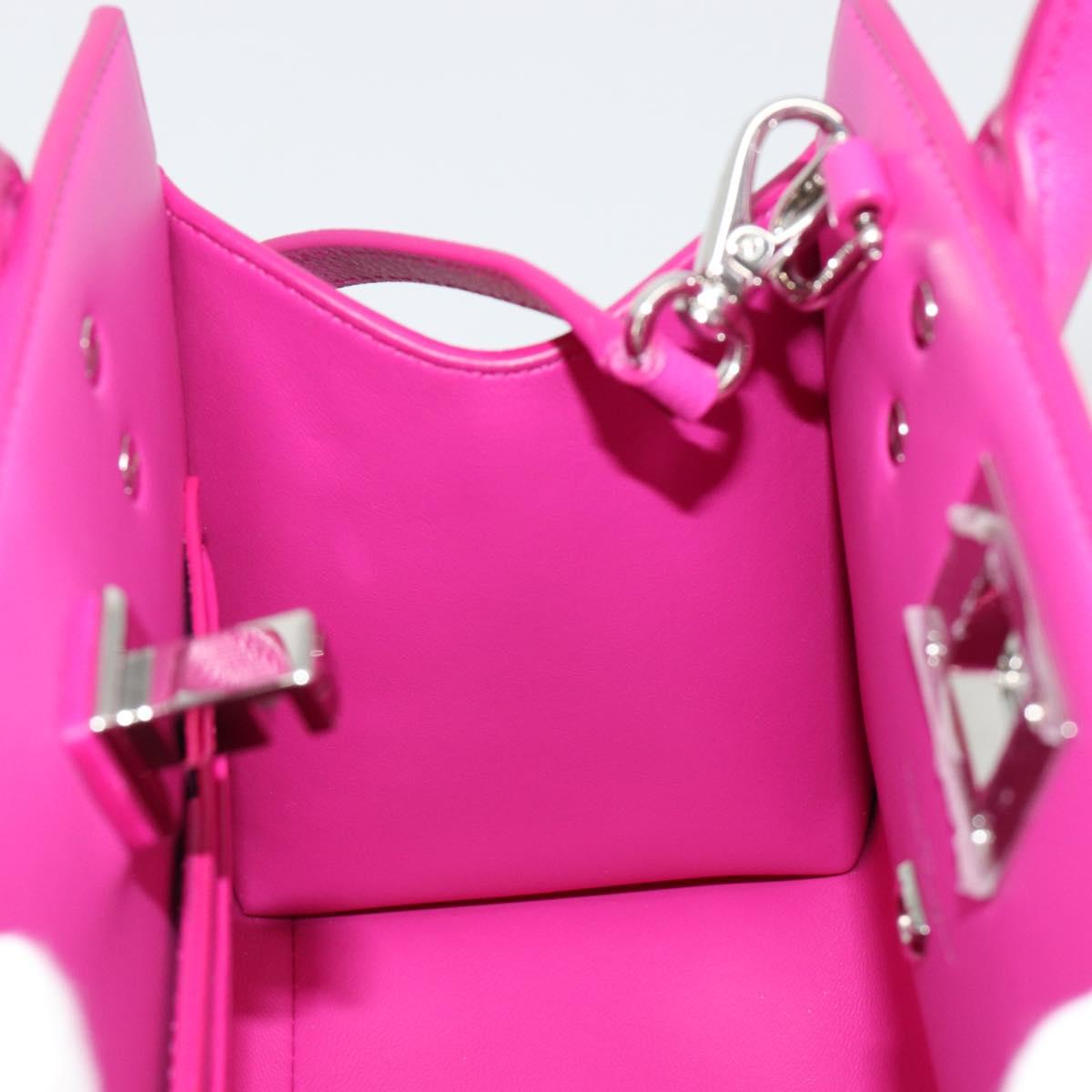 Salvatore Ferragamo Studio Box Hand Bag Leather 2way Pink Silver Auth gh2052SAV