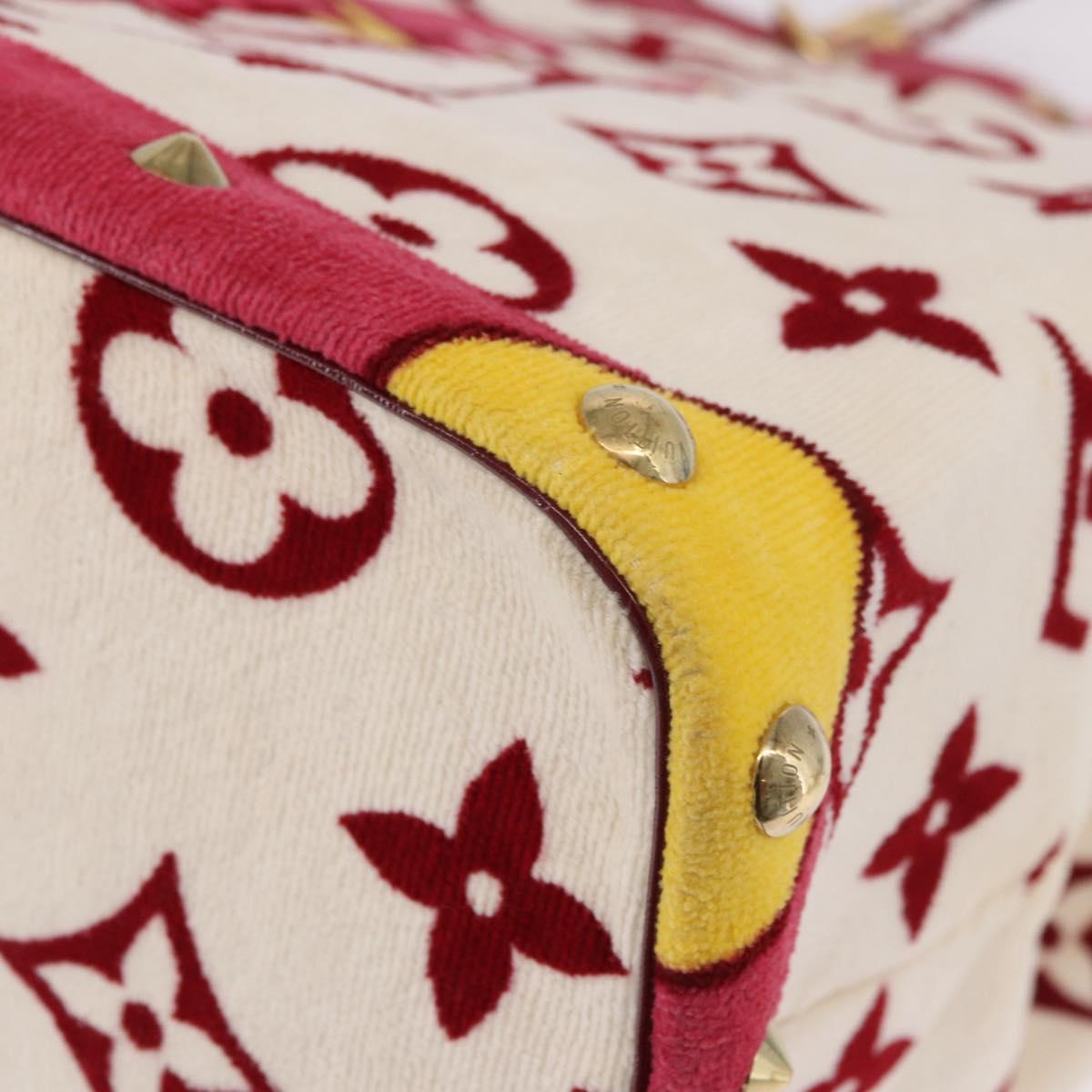 LOUIS VUITTON Cruise line Eponge Tote Bag Pile White M92096 LV Auth gh2053A