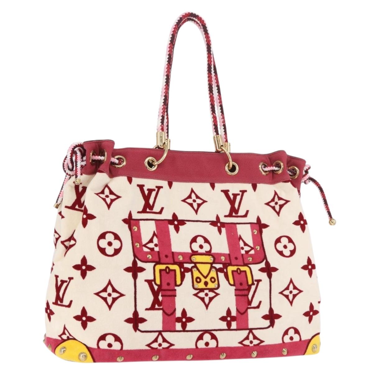 LOUIS VUITTON Cruise line Eponge Tote Bag Pile White M92096 LV Auth gh2053A