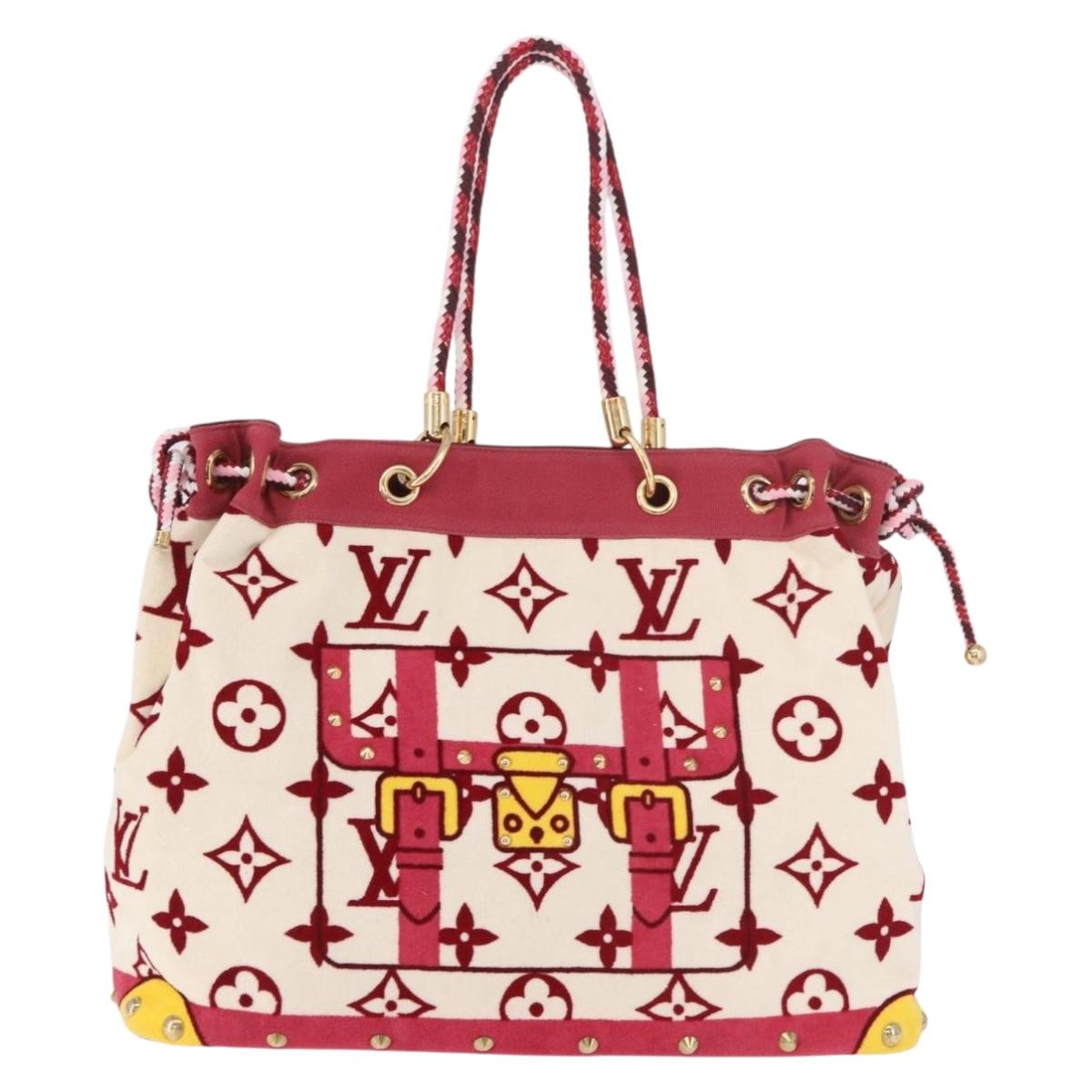 LOUIS VUITTON Cruise line Eponge Tote Bag Pile White M92096 LV Auth gh2053A