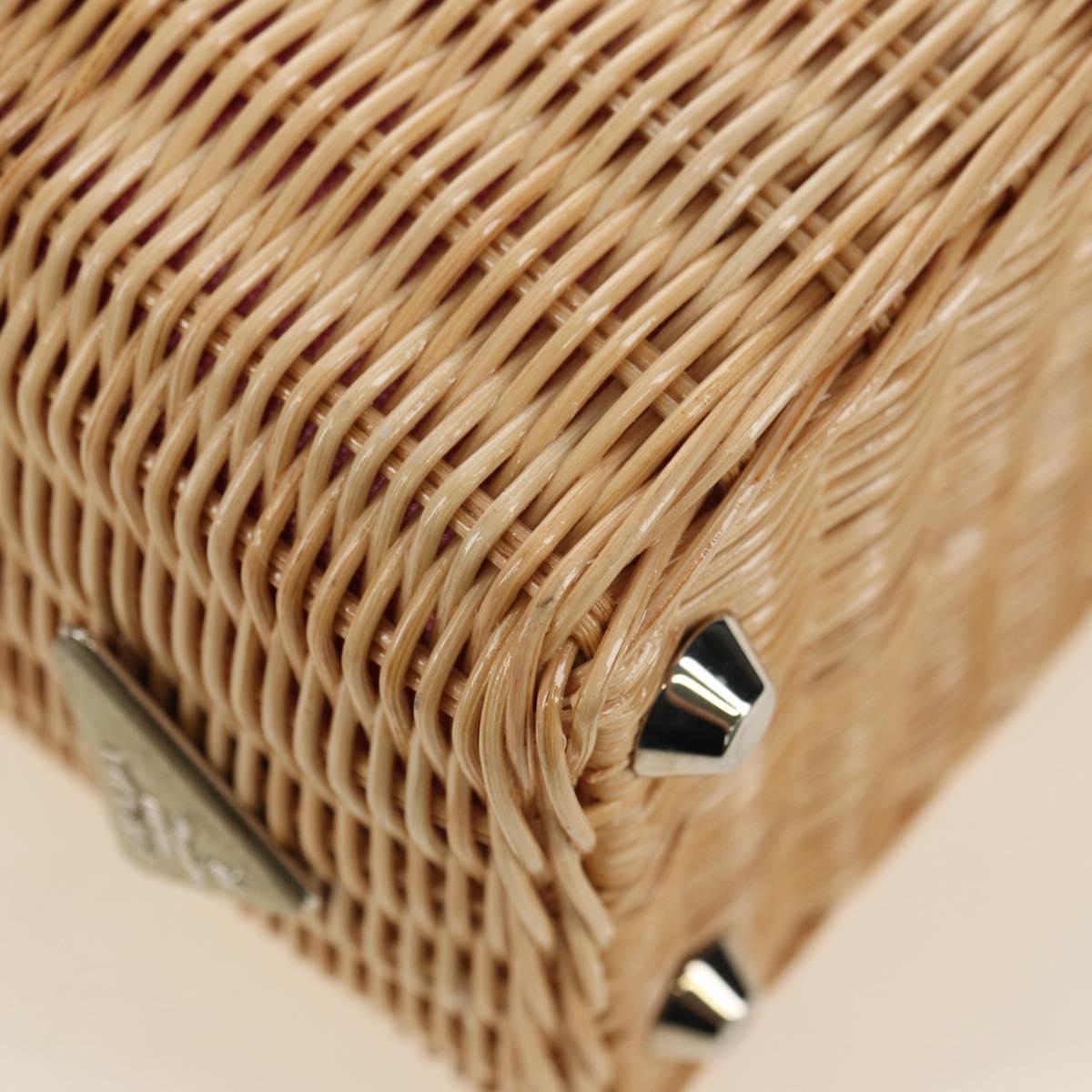 PRADA Hand Bag Rattan 2way Pink Silver Auth gh2054A