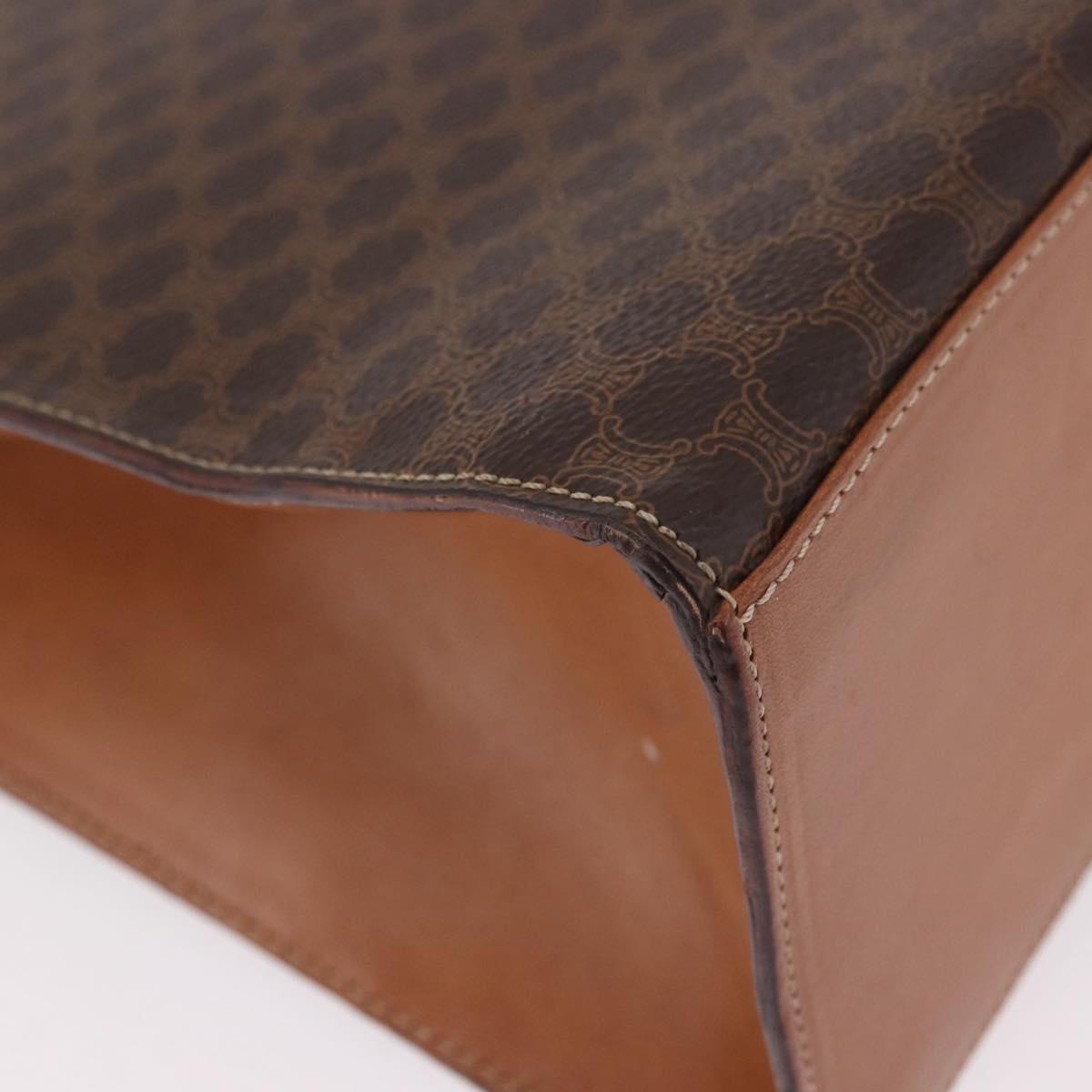 CELINE Macadam Canvas Hand Bag PVC Leather Brown Gold Auth gh2055