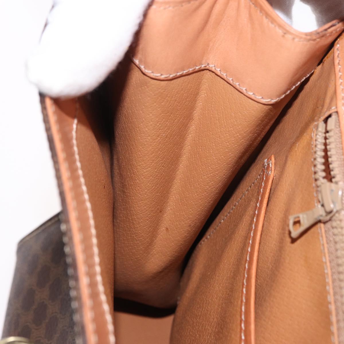 CELINE Macadam Canvas Hand Bag PVC Leather Brown Gold Auth gh2055