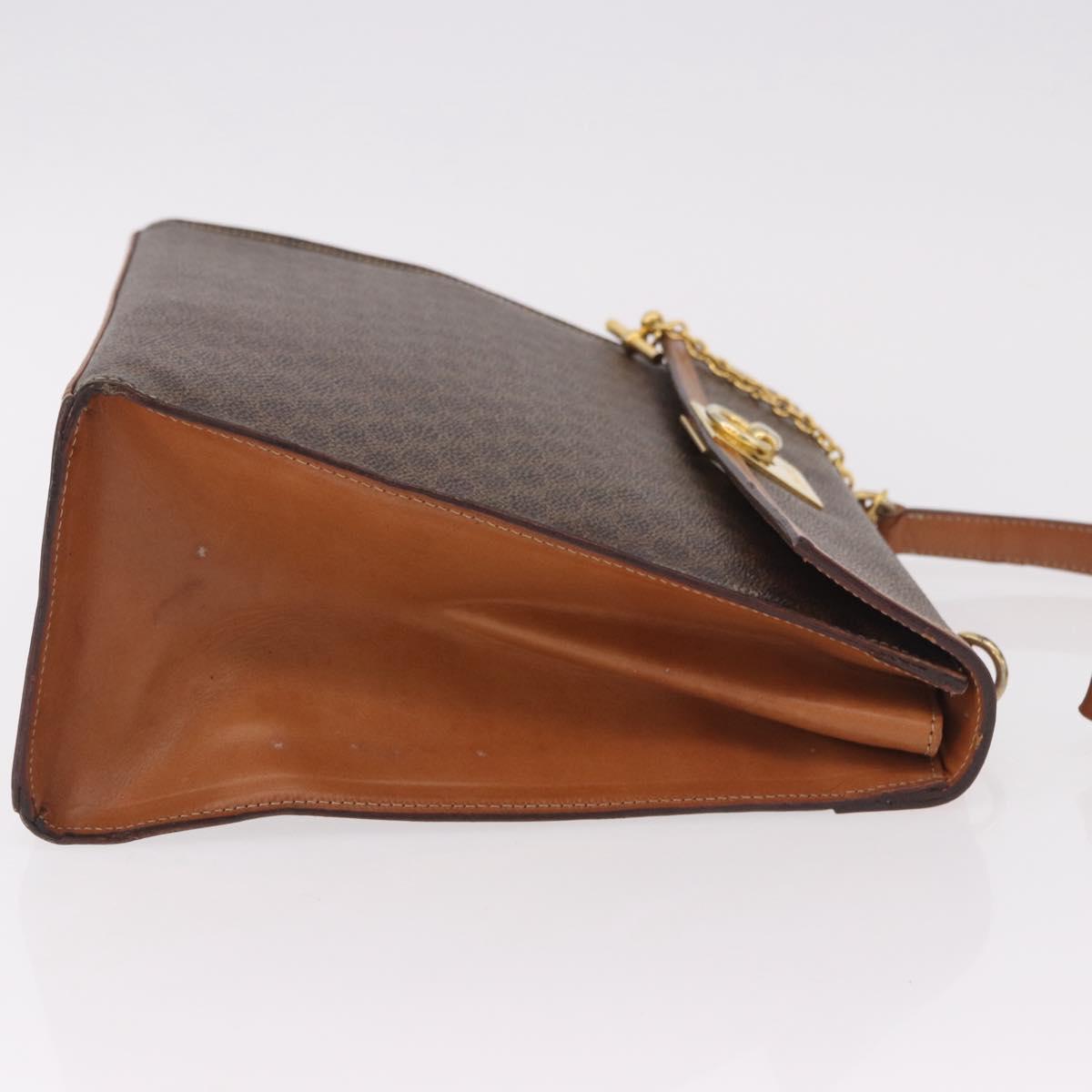 CELINE Macadam Canvas Hand Bag PVC Leather Brown Gold Auth gh2055