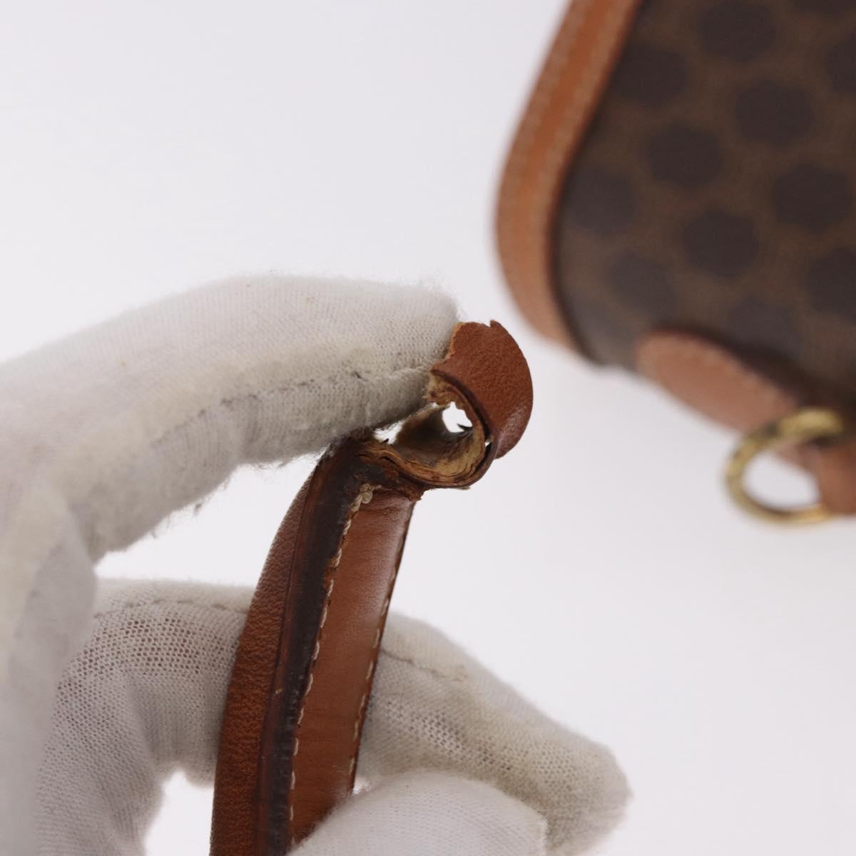 CELINE Macadam Canvas Hand Bag PVC Leather Brown Gold Auth gh2055
