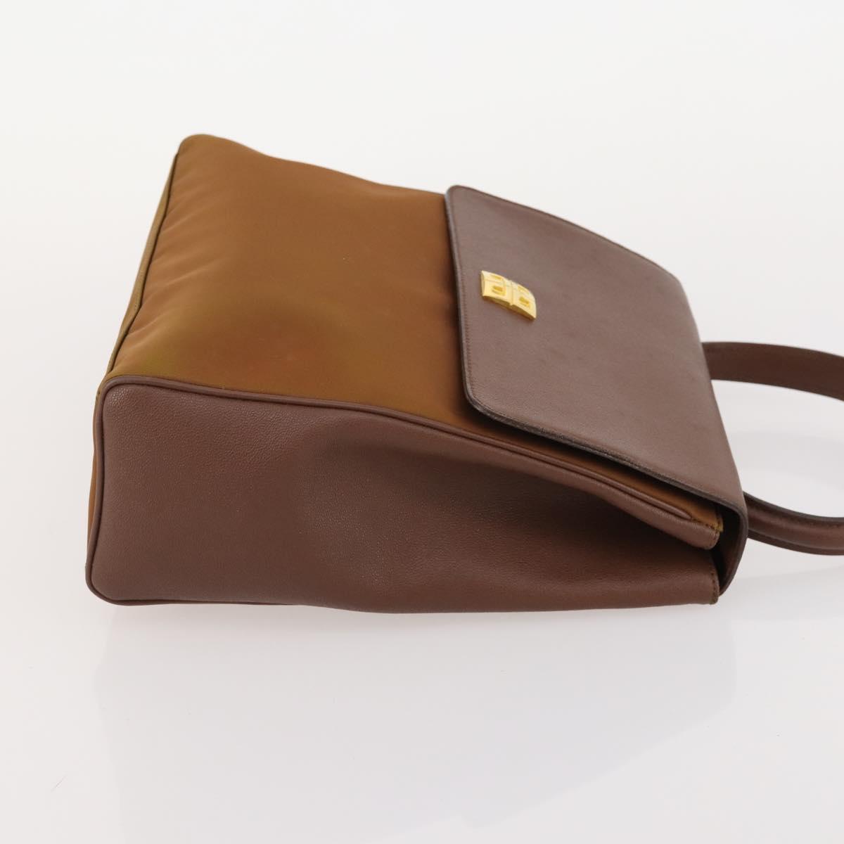 GIVENCHY Hand Bag Leather 2 Set Black Brown Auth gh2056
