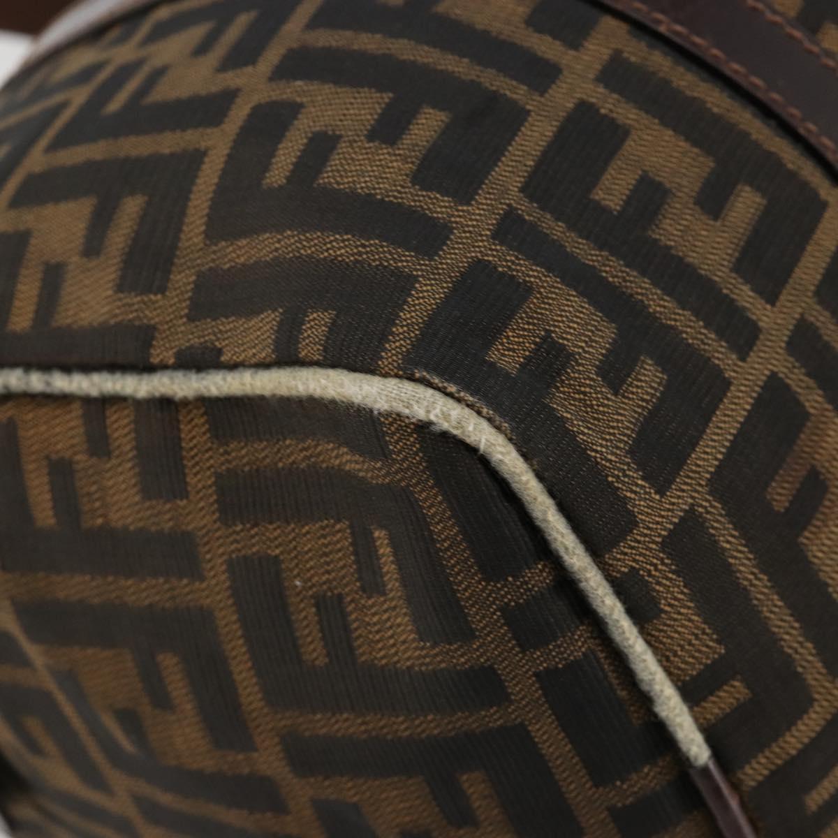FENDI Zucca Canvas Boston Bag Black Brown Auth gh2059