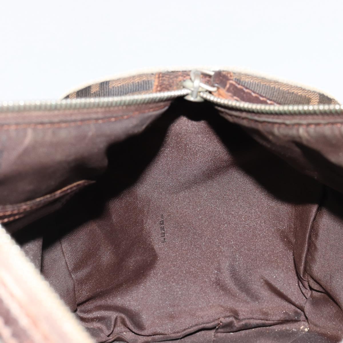 FENDI Zucca Canvas Boston Bag Black Brown Auth gh2059