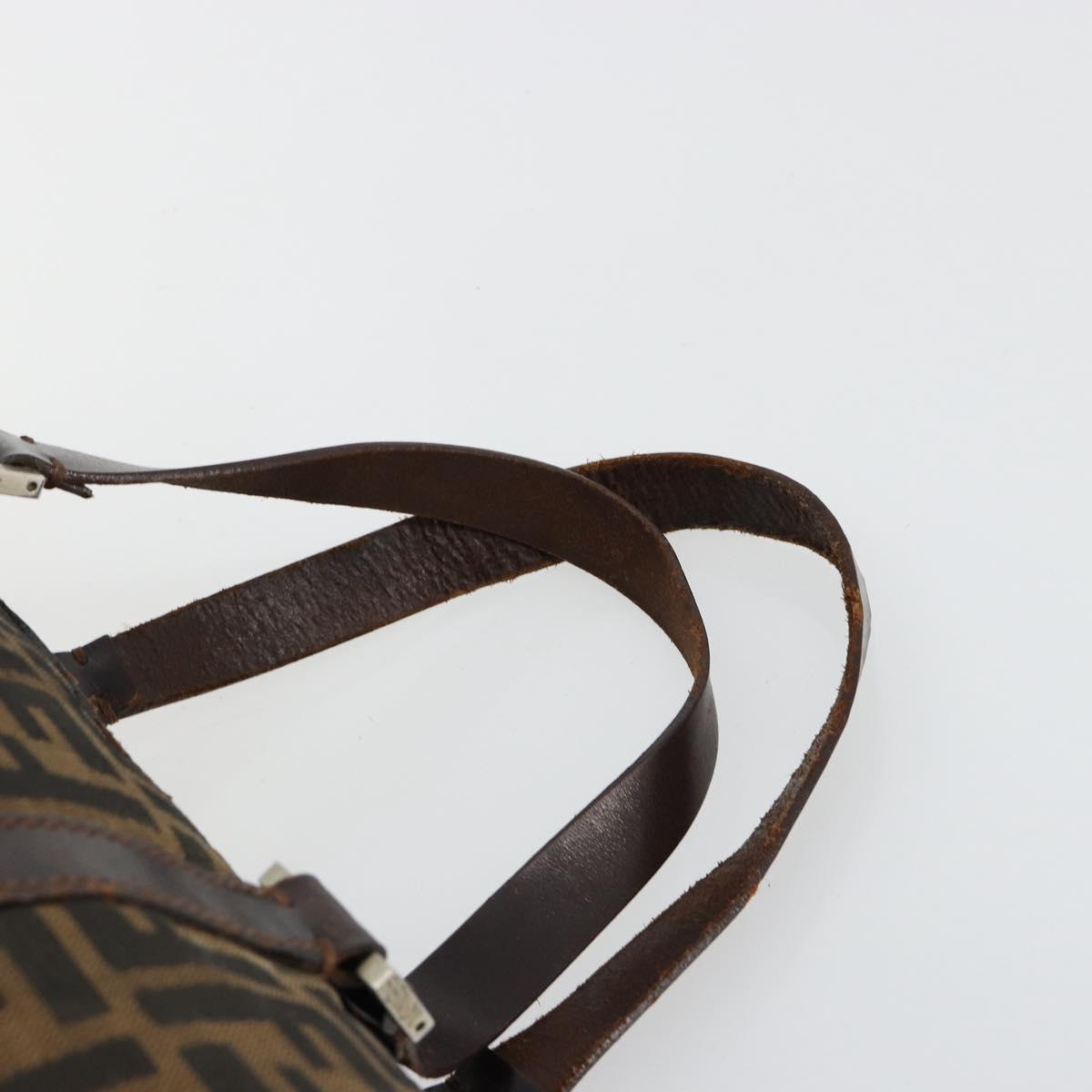 FENDI Zucca Canvas Boston Bag Black Brown Auth gh2059