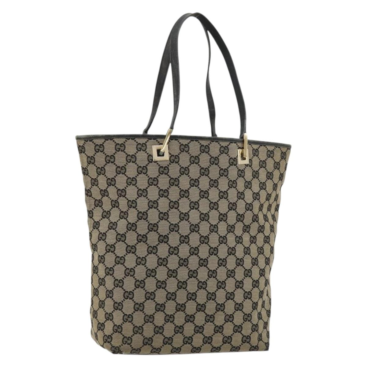 GUCCI GG Canvas Tote Bag Navy Gold 002 1098 Auth gh2060