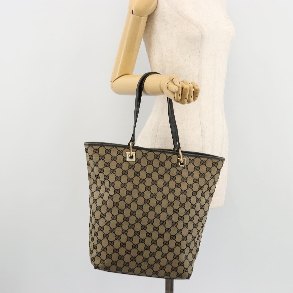 GUCCI GG Canvas Tote Bag Navy Gold 002 1098 Auth gh2060