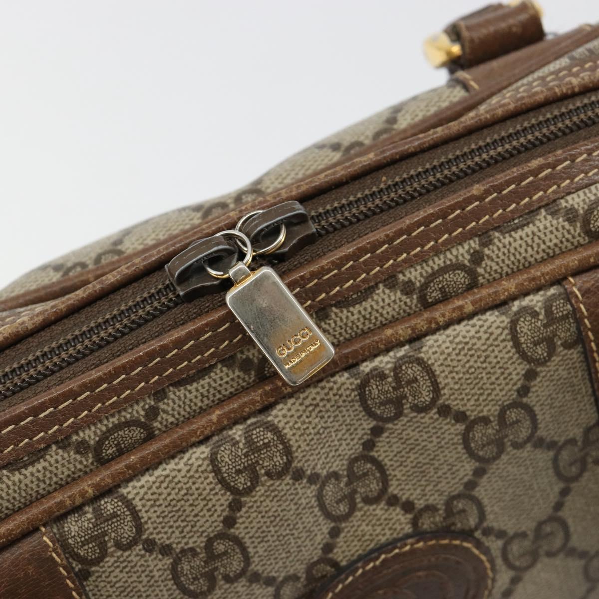 GUCCI GG Supreme Hand Bag PVC Beige Gold 000 39 0030 Auth gh2061
