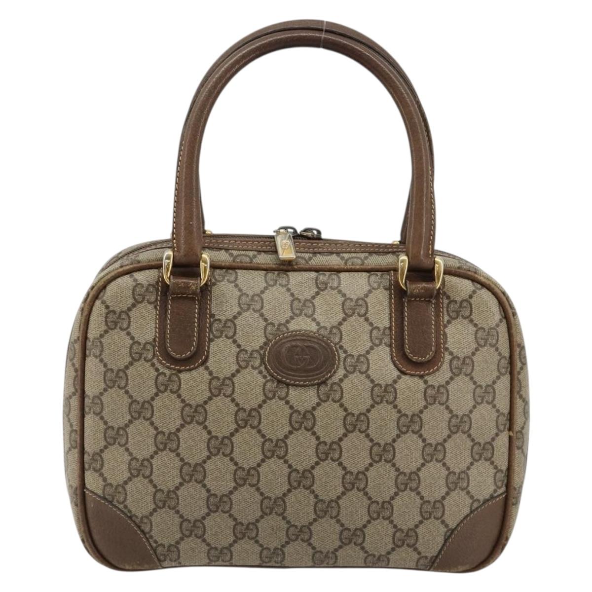 GUCCI GG Supreme Hand Bag PVC Beige Gold 000 39 0030 Auth gh2061