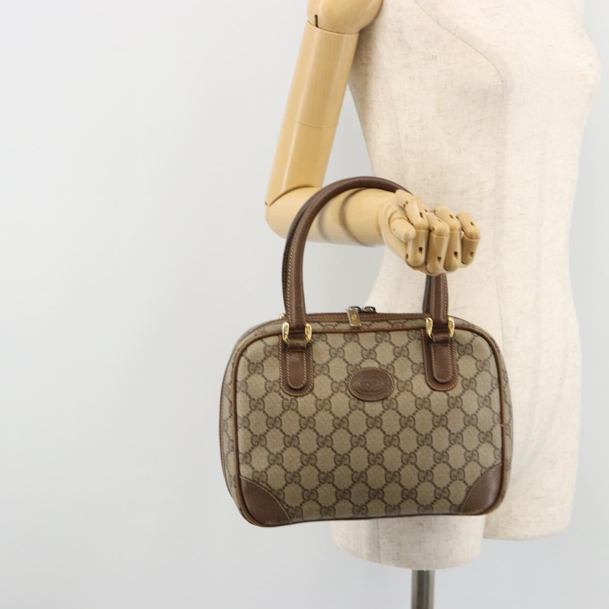 GUCCI GG Supreme Hand Bag PVC Beige Gold 000 39 0030 Auth gh2061