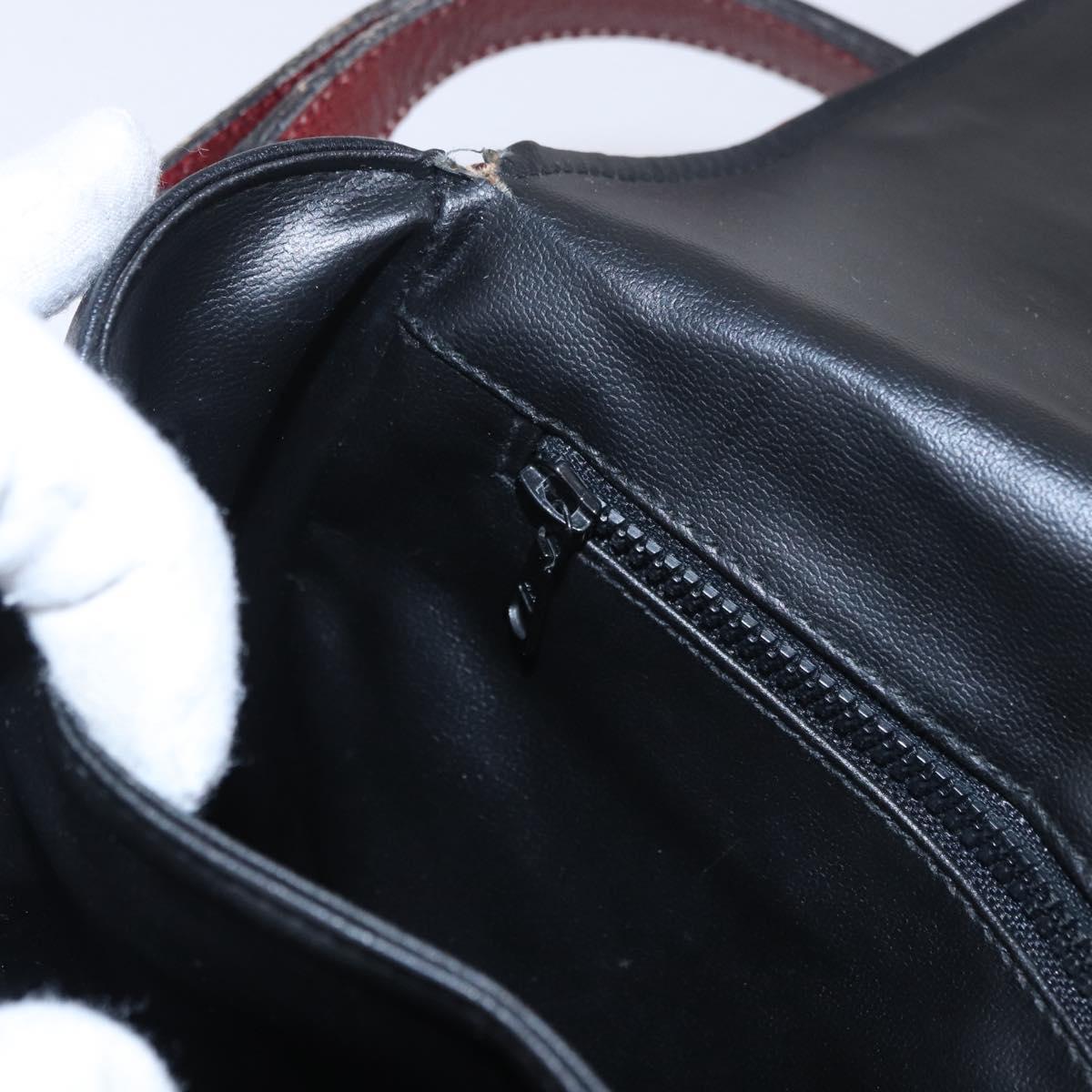 CELINE Shoulder Bag Leather Black Gold Auth gh2064