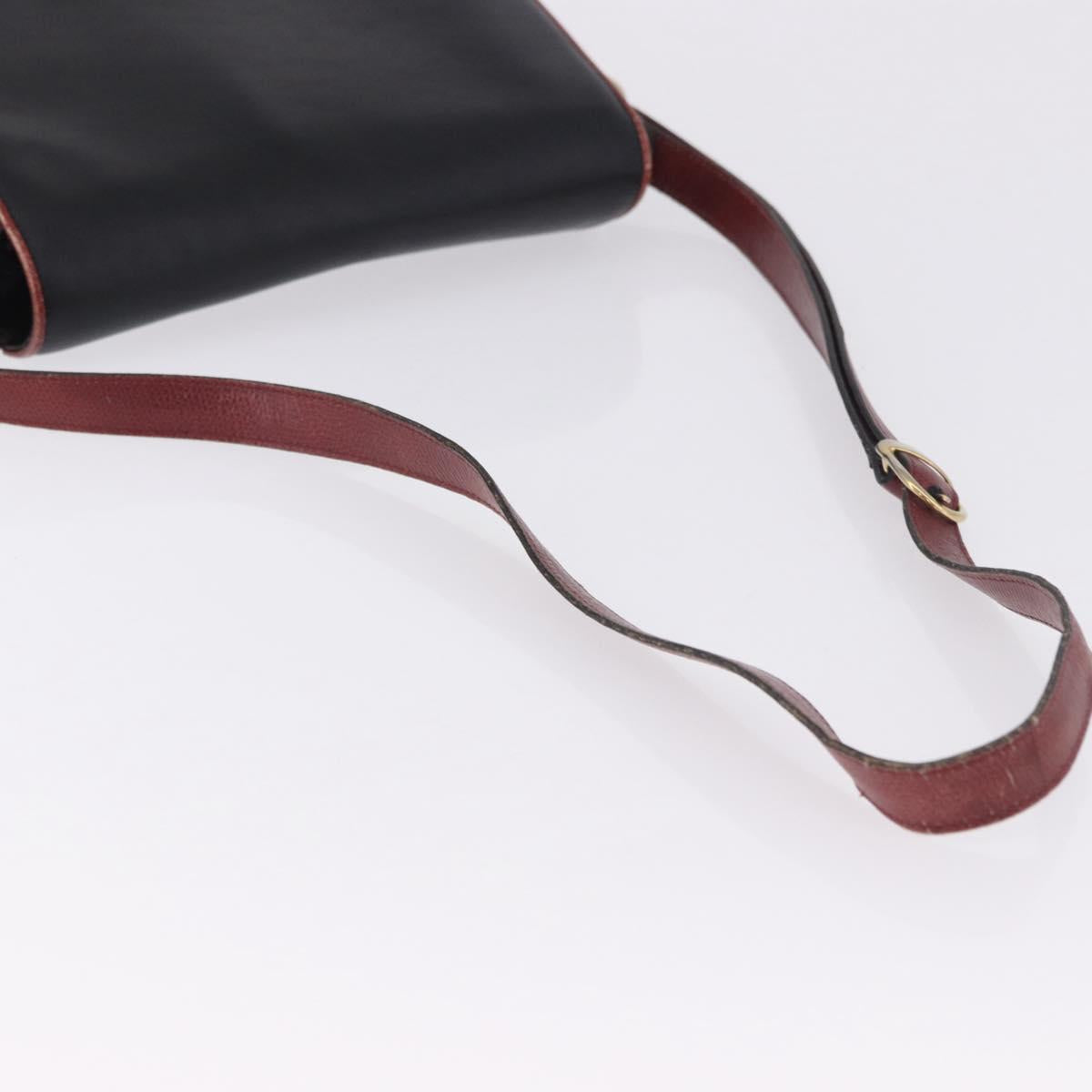 CELINE Shoulder Bag Leather Black Gold Auth gh2064