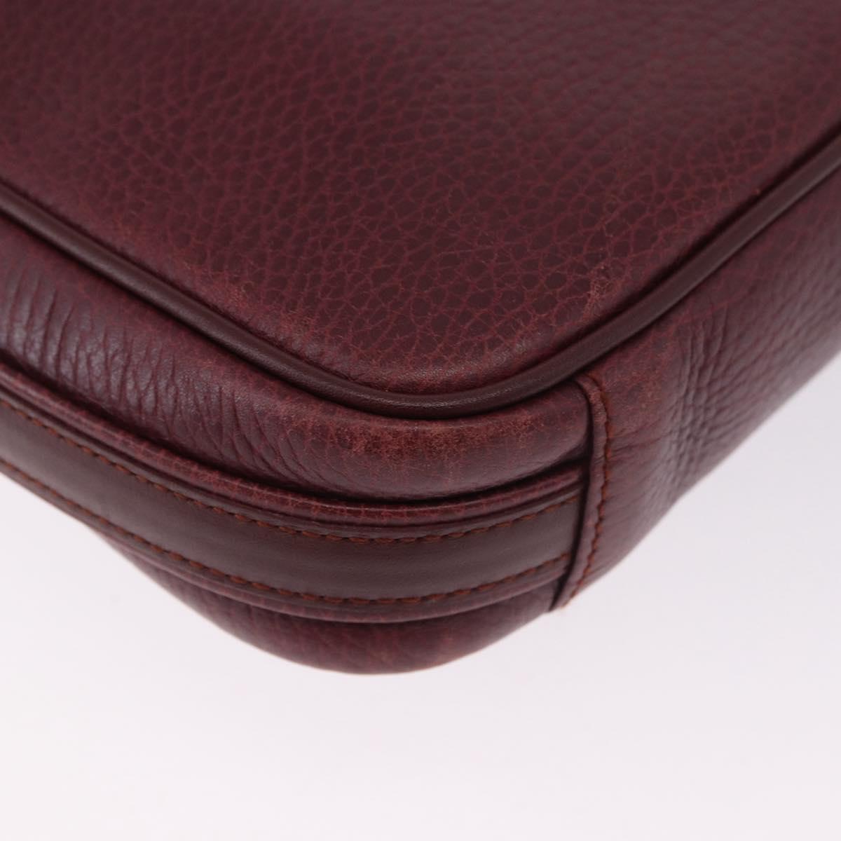 CARTIER Must Line Shoulder Bag Leather Bordeaux Gold Auth gh2065