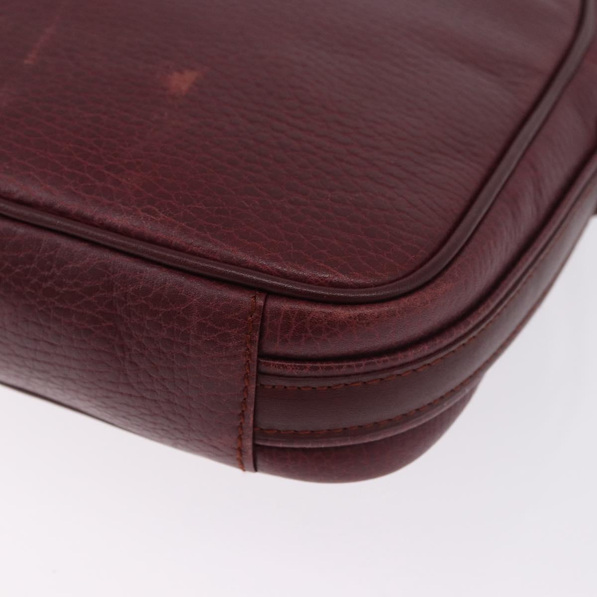 CARTIER Must Line Shoulder Bag Leather Bordeaux Gold Auth gh2065