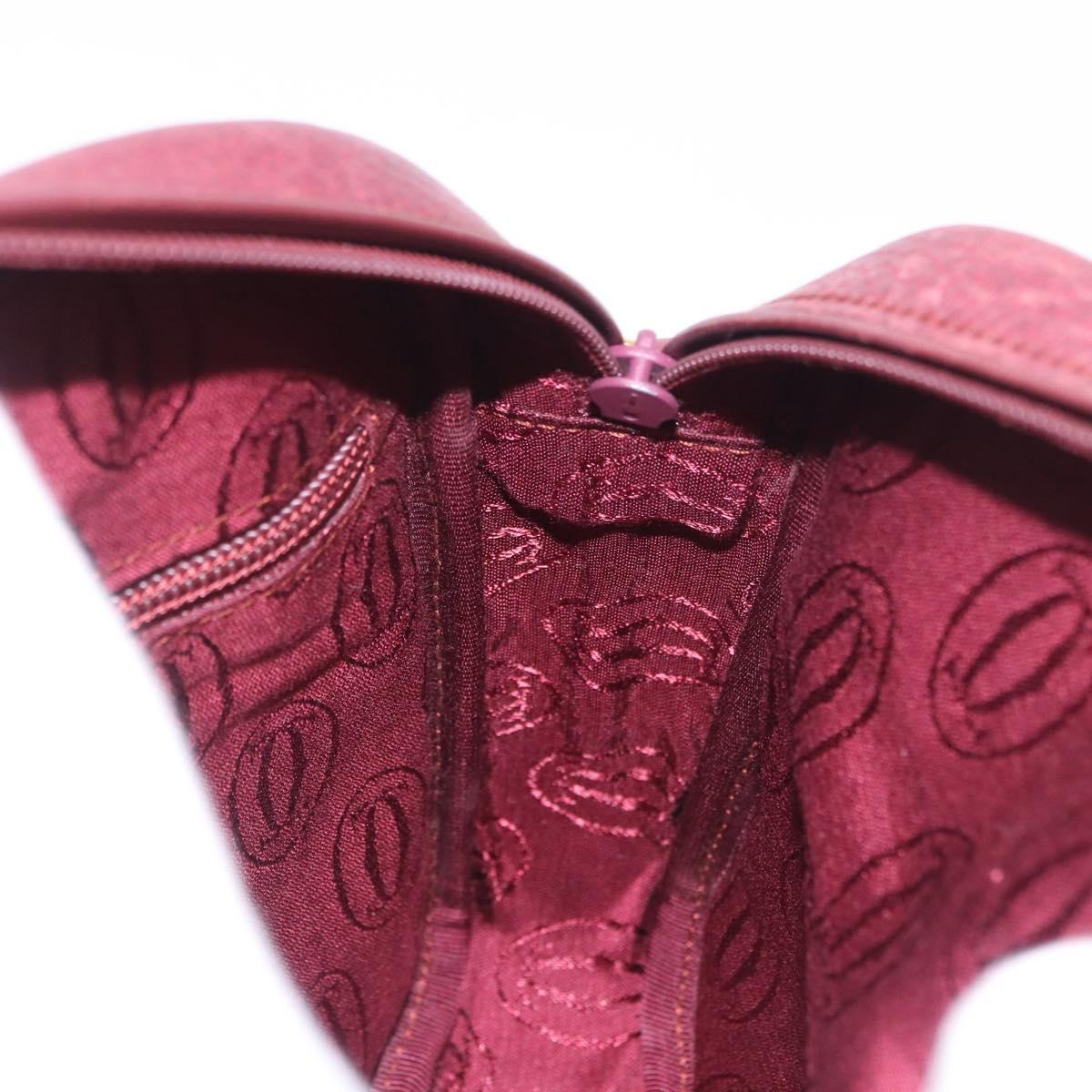 CARTIER Must Line Shoulder Bag Leather Bordeaux Gold Auth gh2065