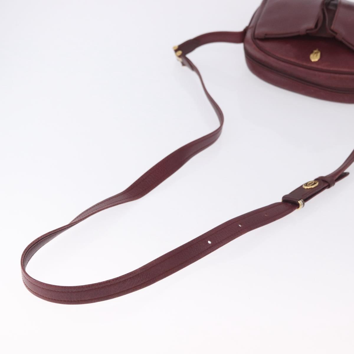 CARTIER Must Line Shoulder Bag Leather Bordeaux Gold Auth gh2065