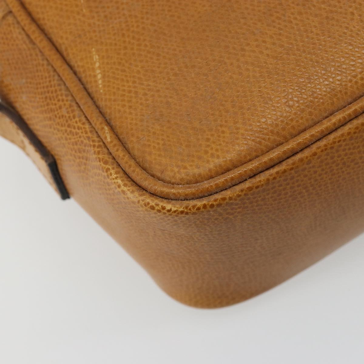 CELINE Shoulder Bag Leather Yellow Gold Auth gh2070