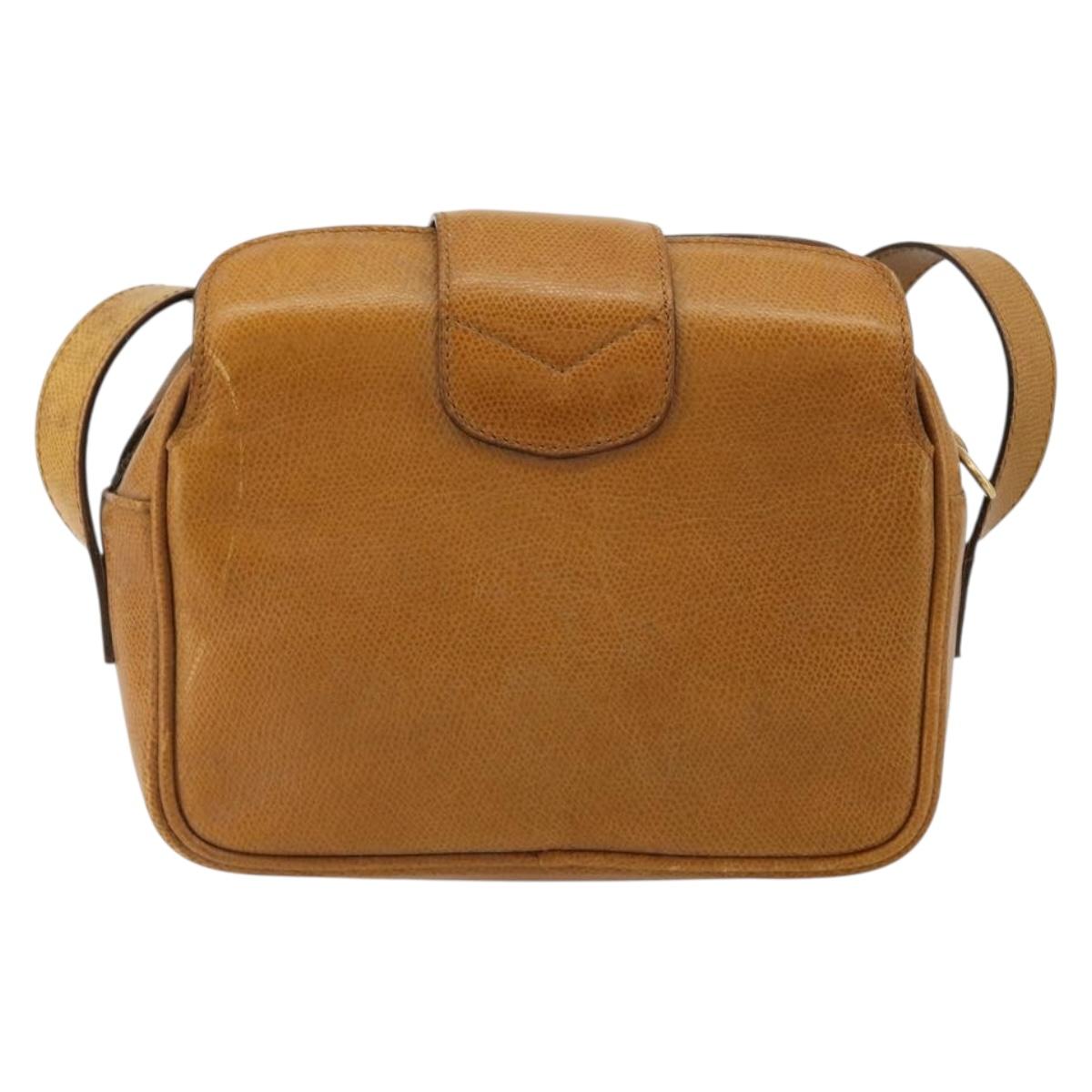 CELINE Shoulder Bag Leather Yellow Gold Auth gh2070