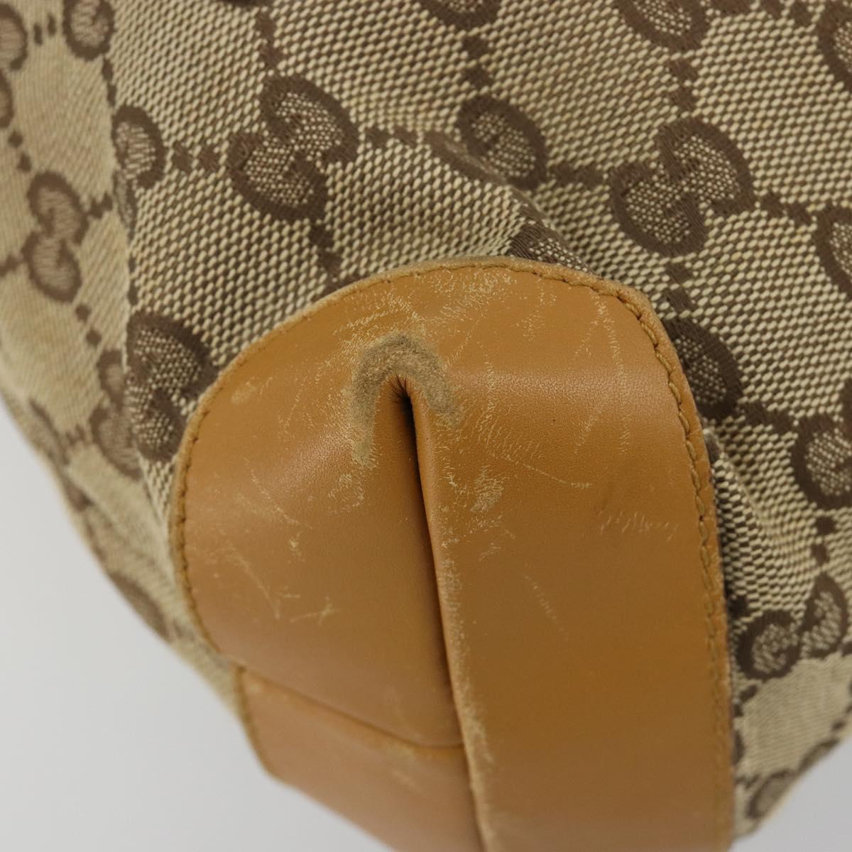 GUCCI GG Canvas Tote Bag Beige Silver 019 0402 Auth gh2071