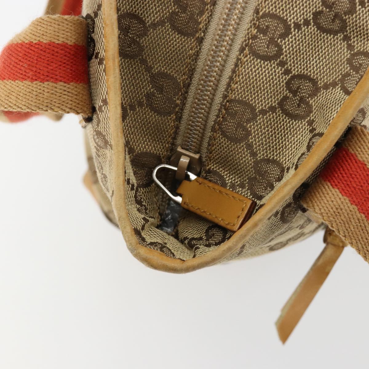 GUCCI GG Canvas Tote Bag Beige Silver 019 0402 Auth gh2071