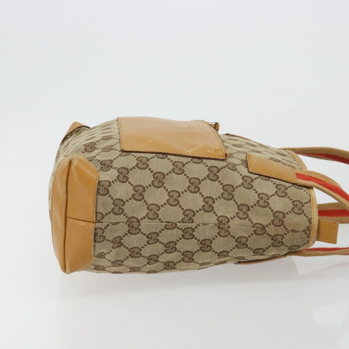 GUCCI GG Canvas Tote Bag Beige Silver 019 0402 Auth gh2071