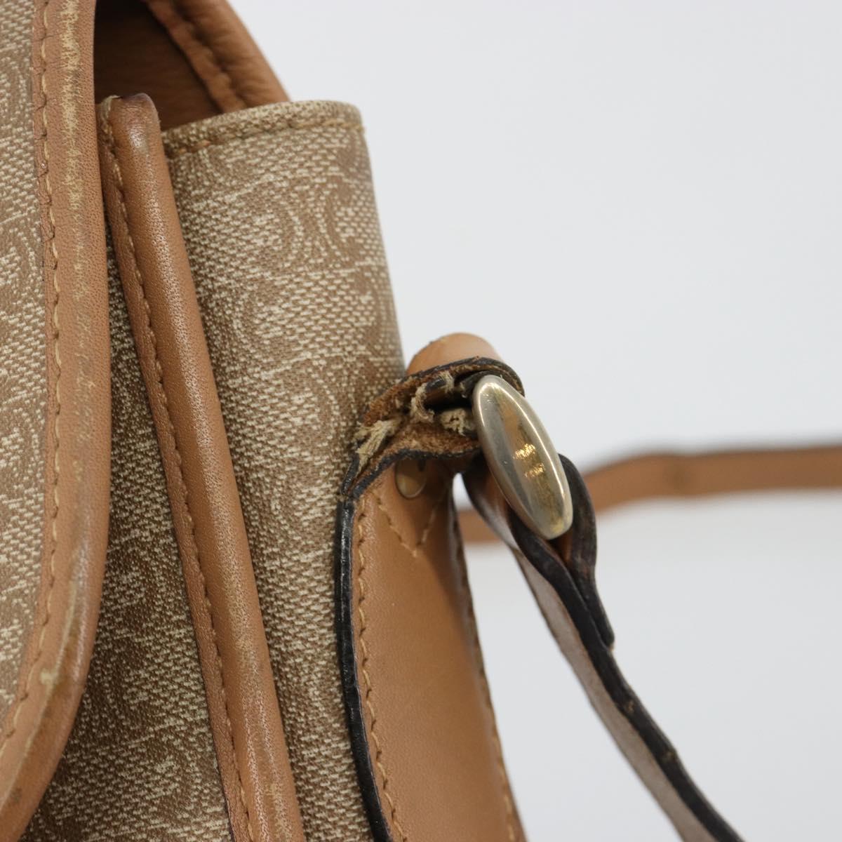 CELINE Macadam Canvas Shoulder Bag PVC Beige Gold Auth gh2072