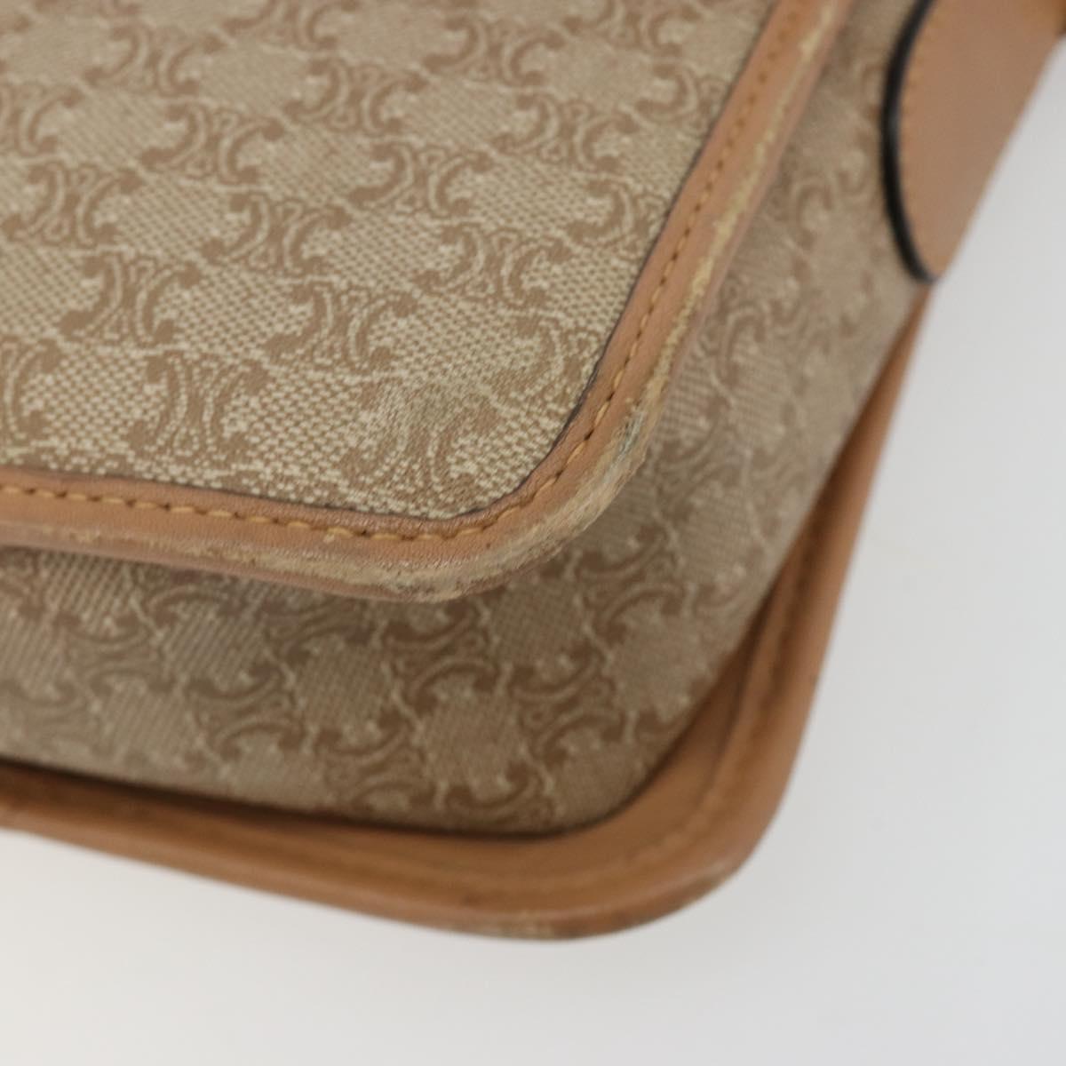 CELINE Macadam Canvas Shoulder Bag PVC Beige Gold Auth gh2072