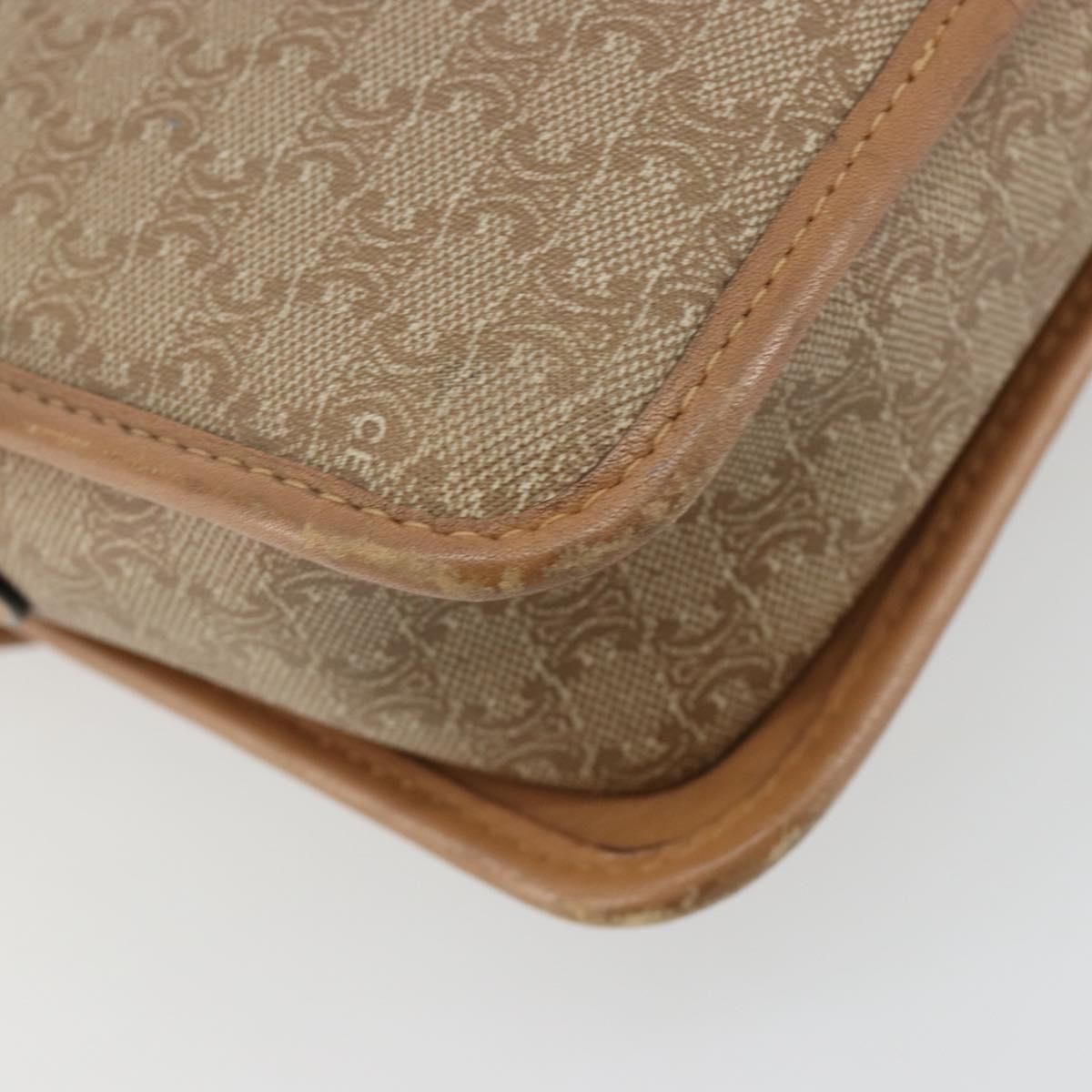 CELINE Macadam Canvas Shoulder Bag PVC Beige Gold Auth gh2072