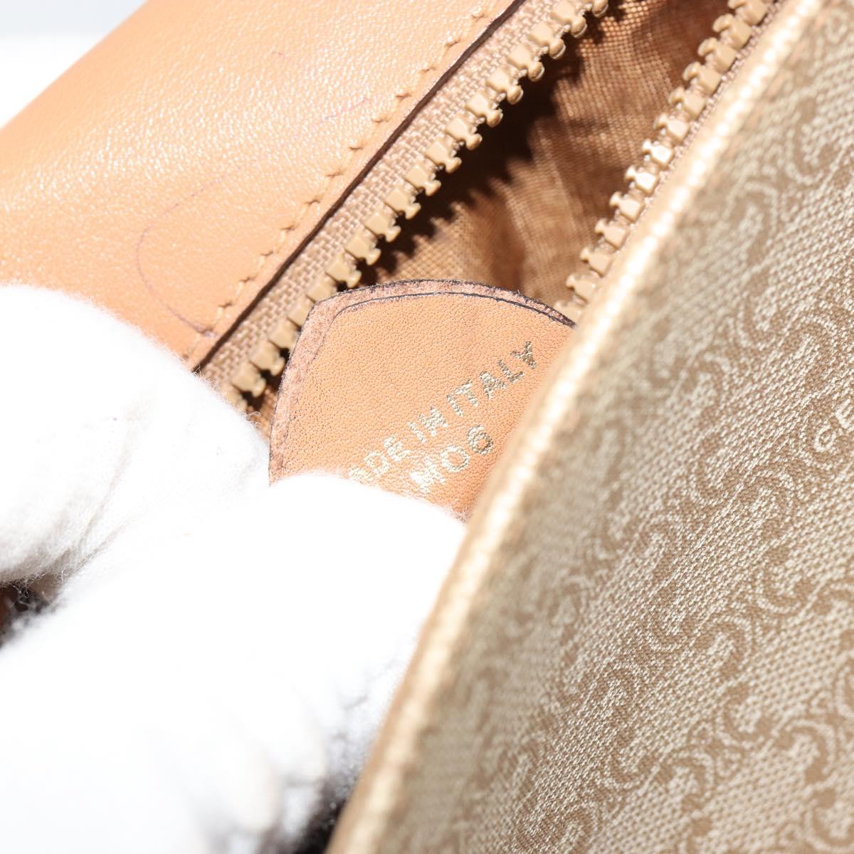 CELINE Macadam Canvas Shoulder Bag PVC Beige Gold Auth gh2072