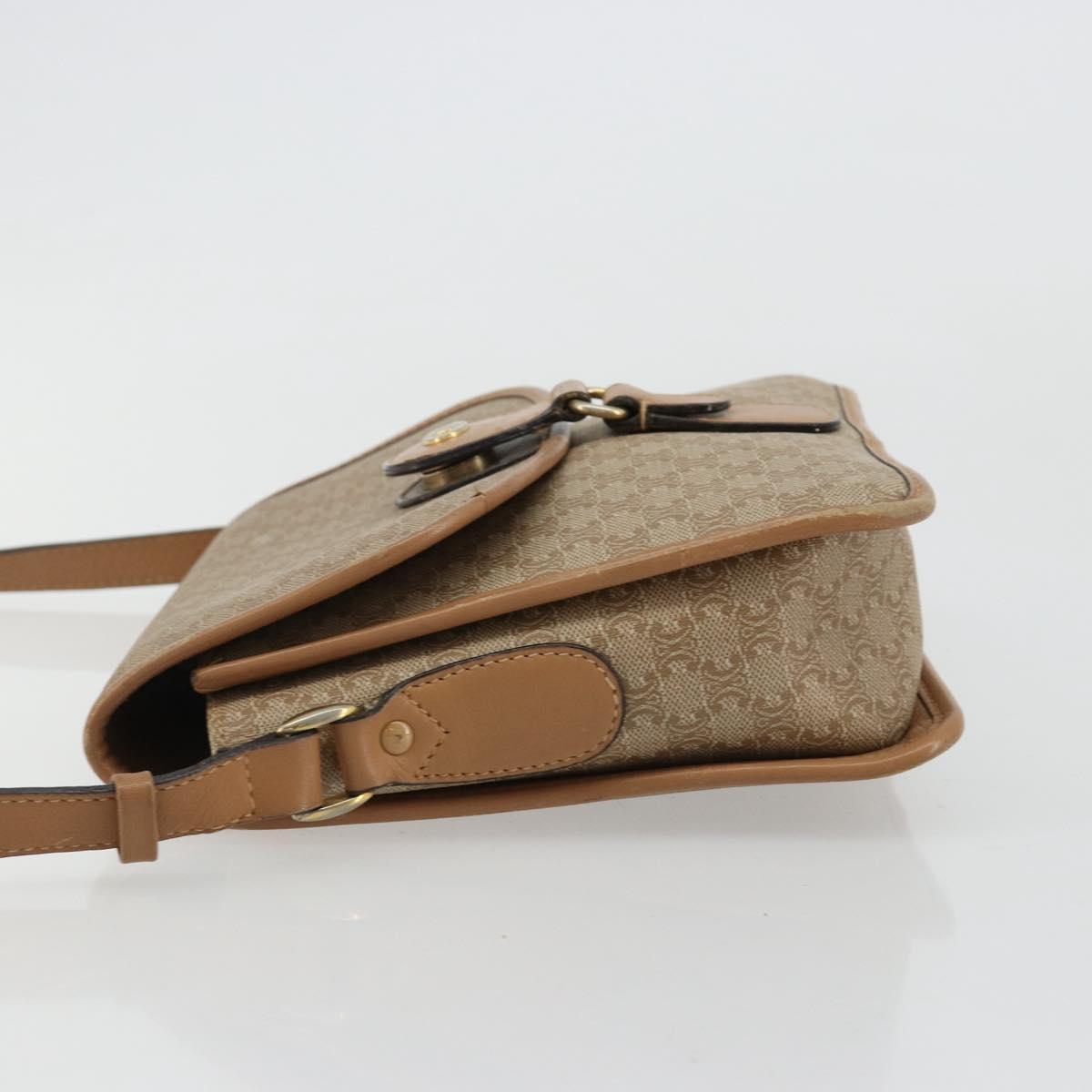 CELINE Macadam Canvas Shoulder Bag PVC Beige Gold Auth gh2072