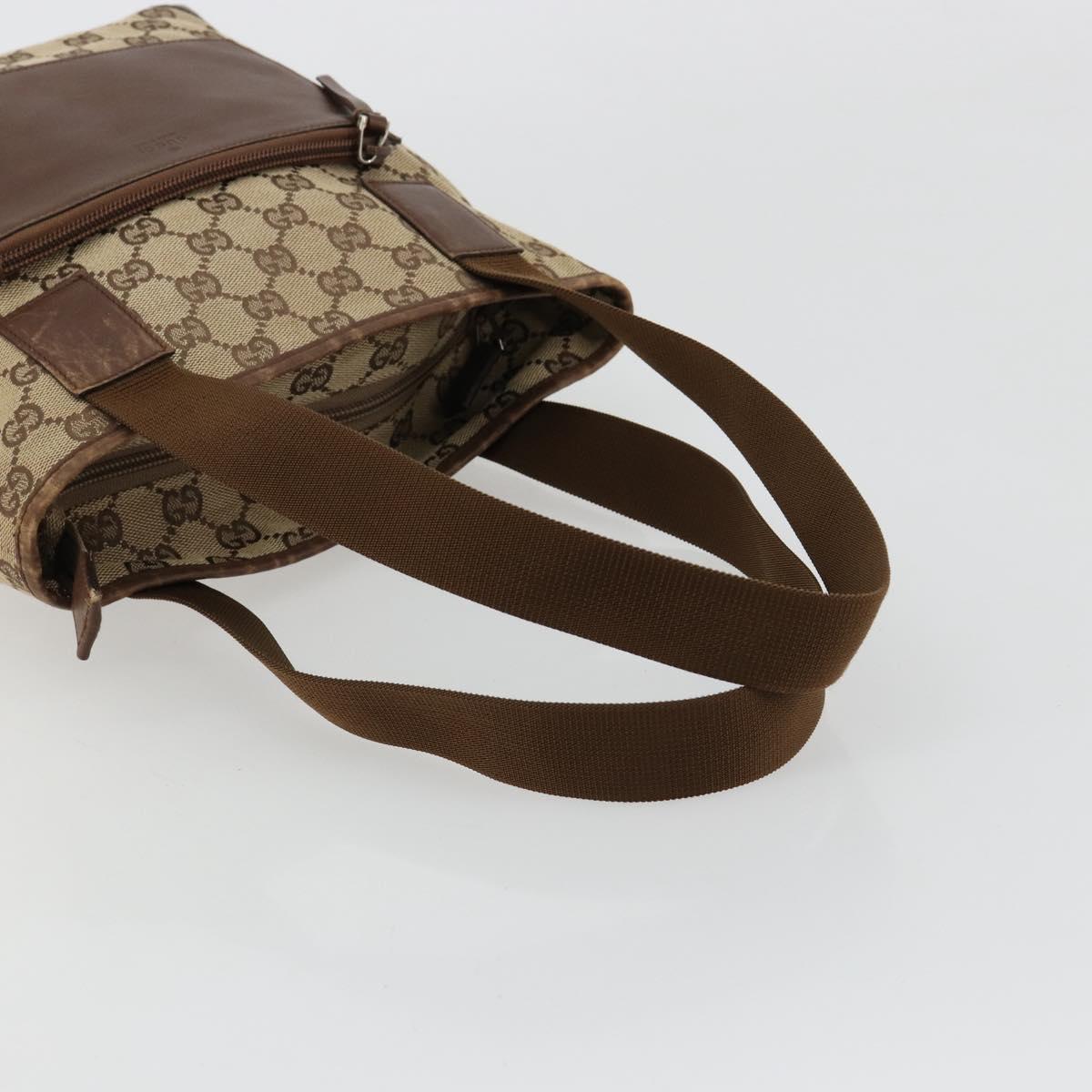 GUCCI GG Canvas Tote Bag Beige Silver 28893 Auth gh2075