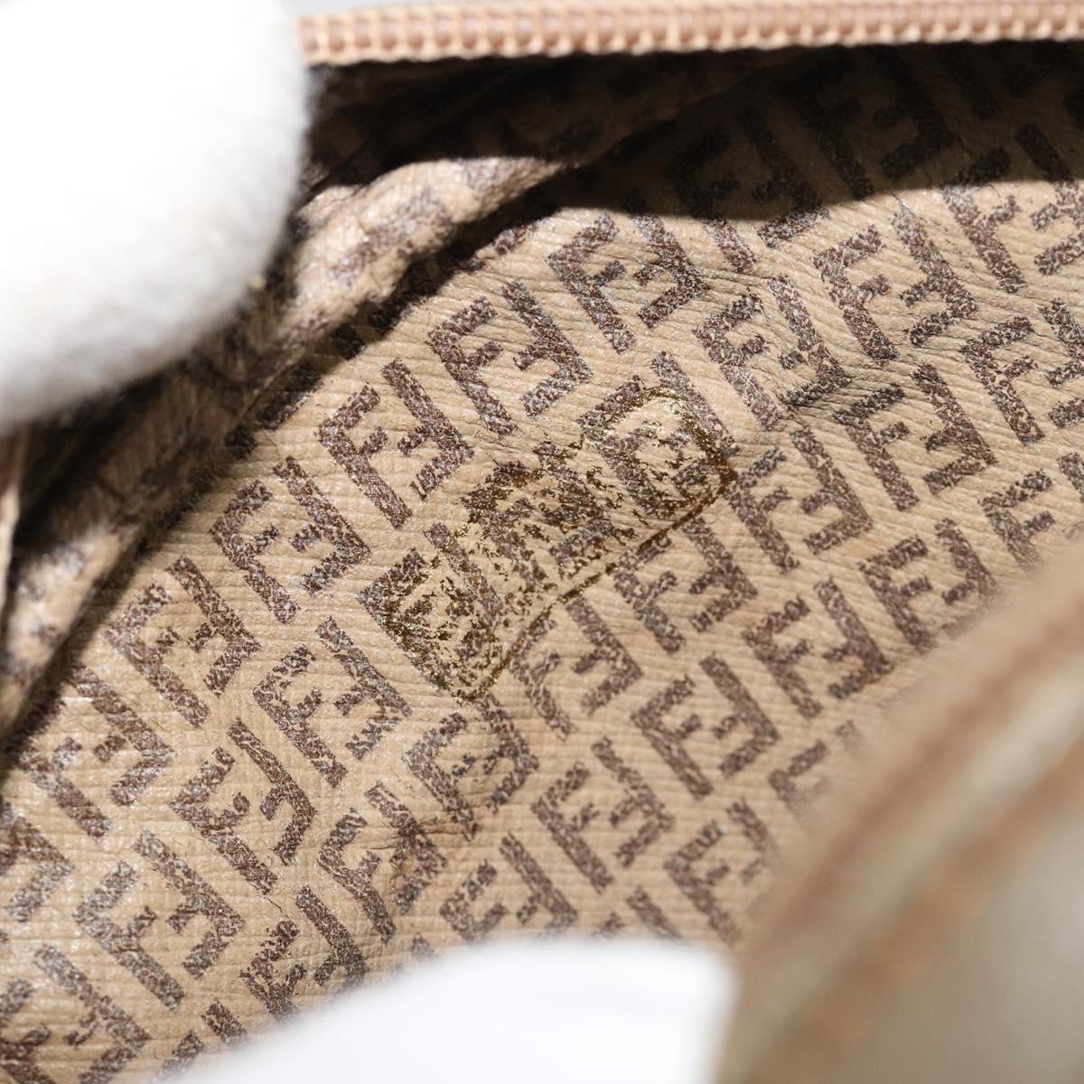 FENDI Zucchino Canvas Shoulder Bag Coated Canvas Beige Gold Auth gh2077