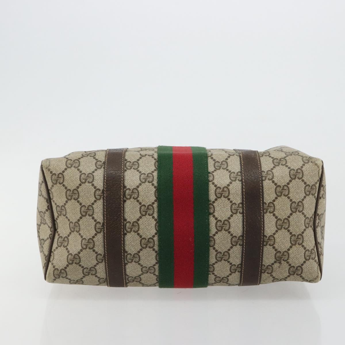 GUCCI GG Supreme Web Sherry Line Boston Bag PVC Beige Gold 010 378 Auth gh2078