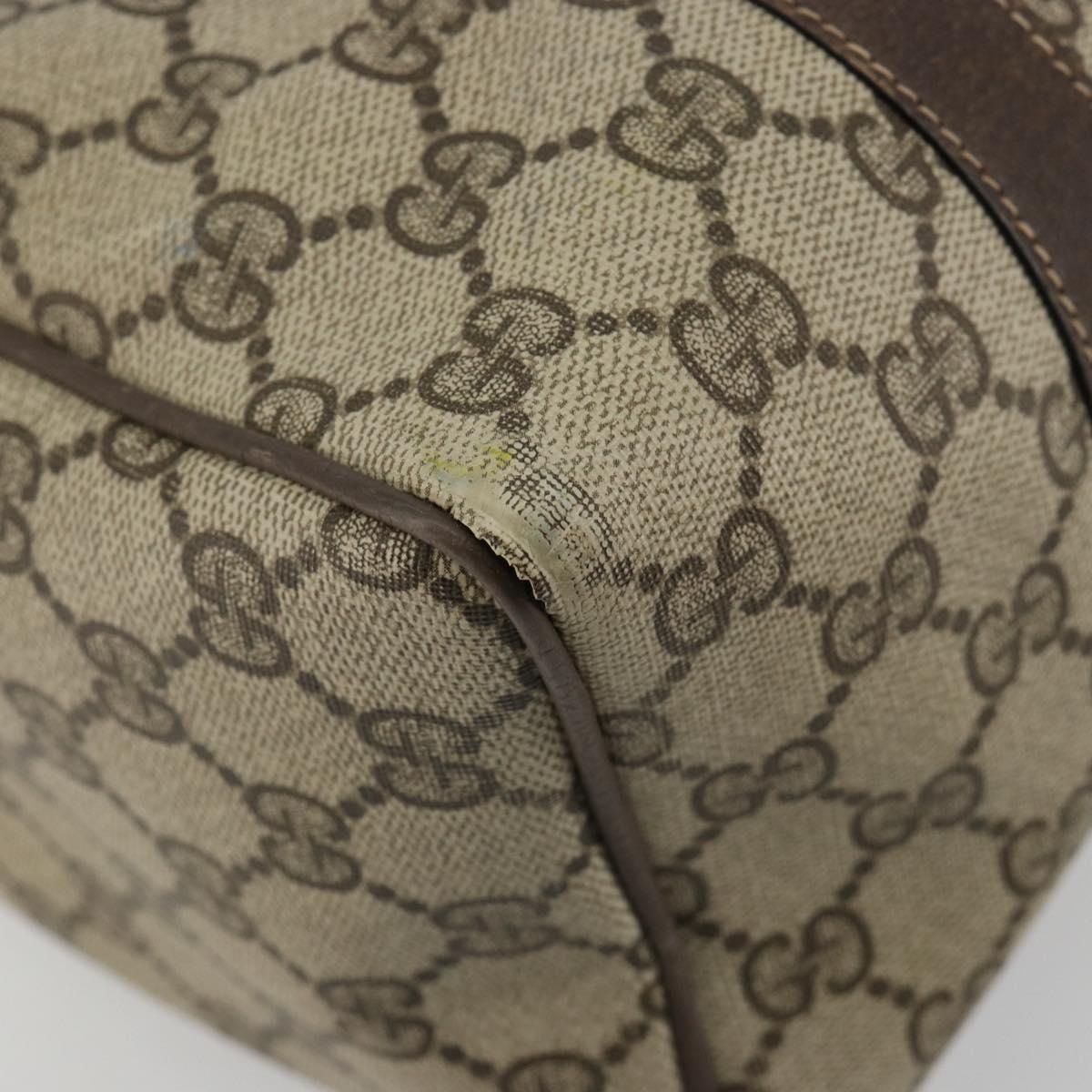 GUCCI GG Supreme Web Sherry Line Boston Bag PVC Beige Gold 010 378 Auth gh2078