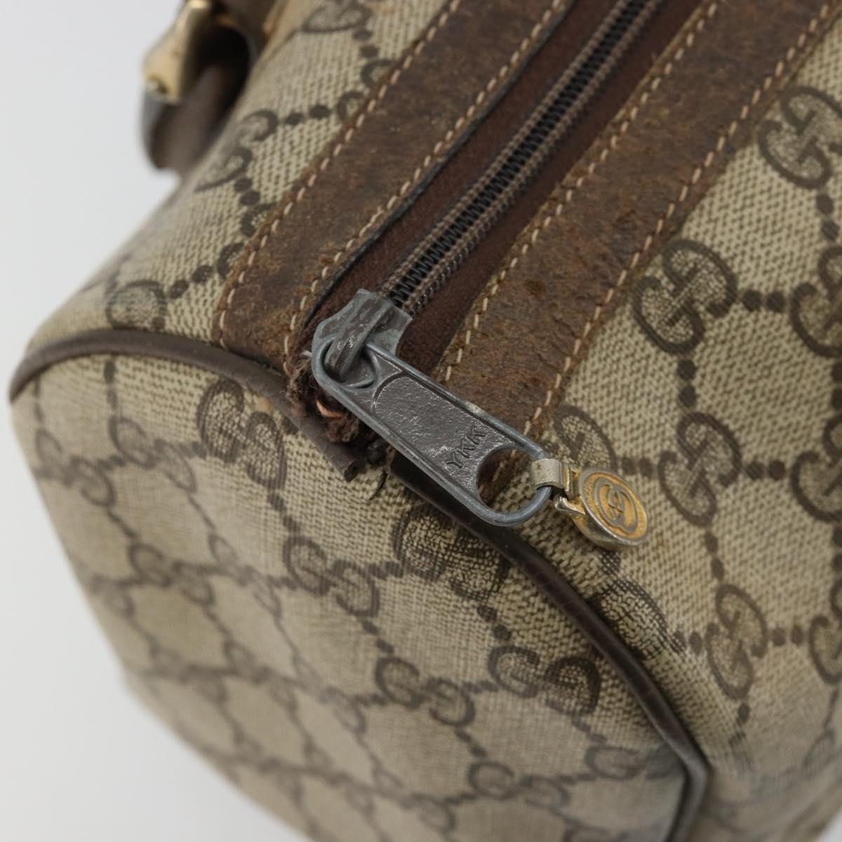 GUCCI GG Supreme Web Sherry Line Boston Bag PVC Beige Gold 010 378 Auth gh2078