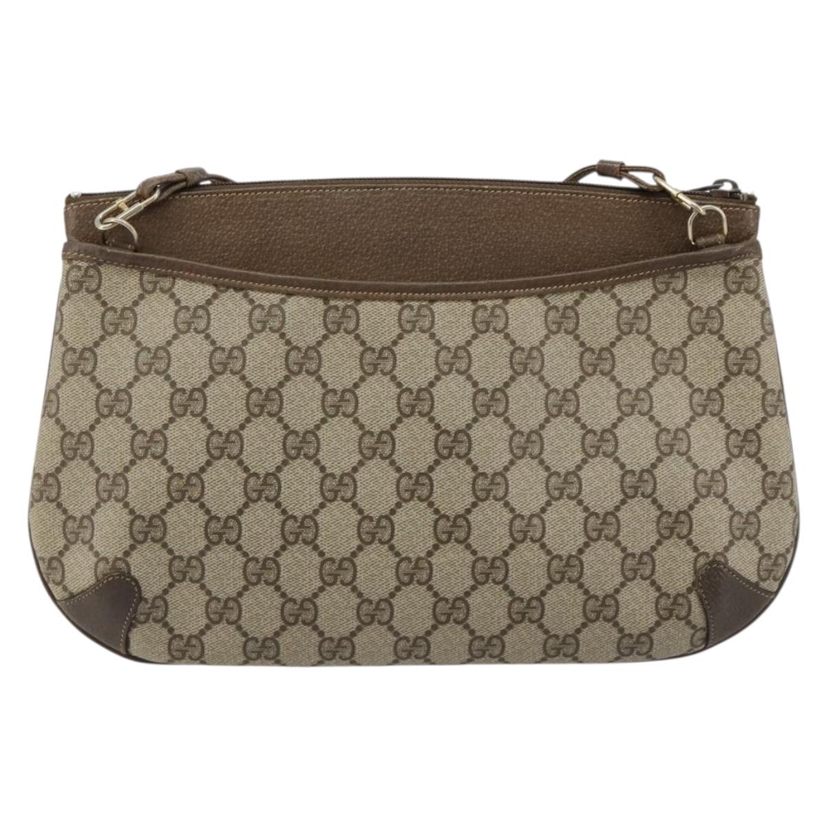 GUCCI GG Supreme Web Sherry Line Bag PVC Beige Gold 904 02 026 Auth gh2081