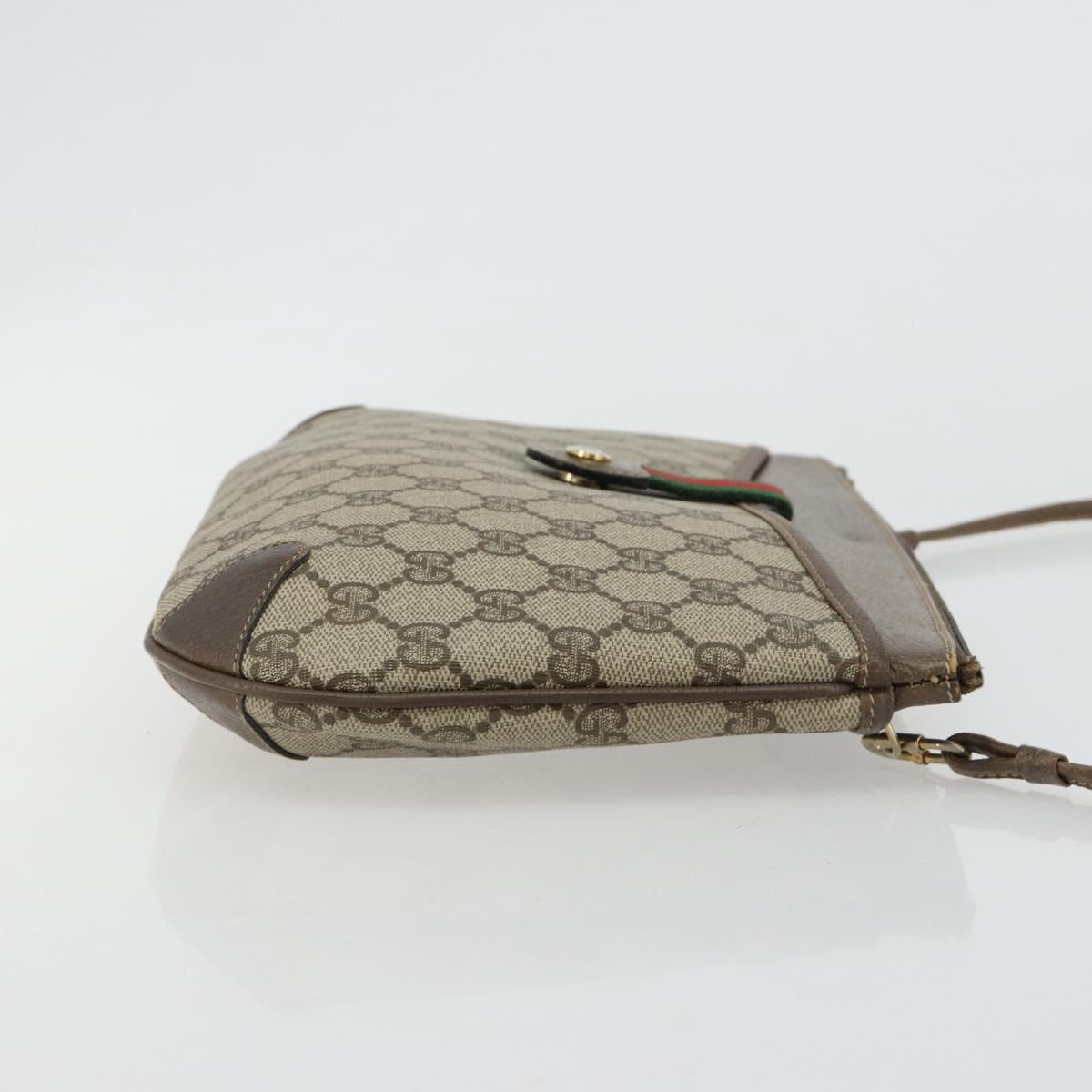 GUCCI GG Supreme Web Sherry Line Bag PVC Beige Gold 904 02 026 Auth gh2081
