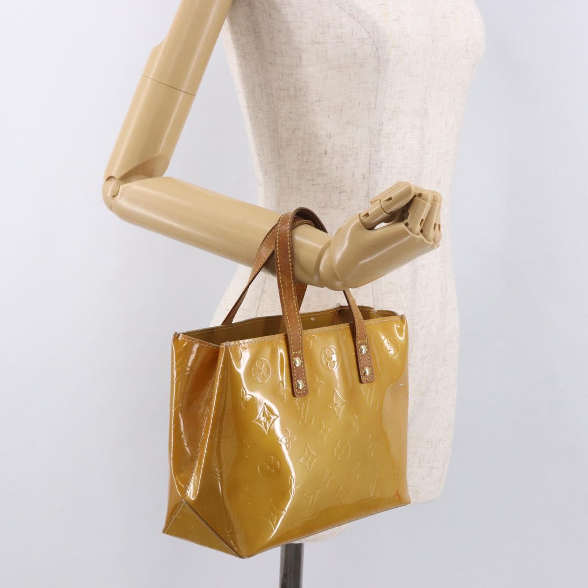LOUIS VUITTON Monogram Vernis Reade PM Hand Bag Beige M91144 LV Auth gh2085