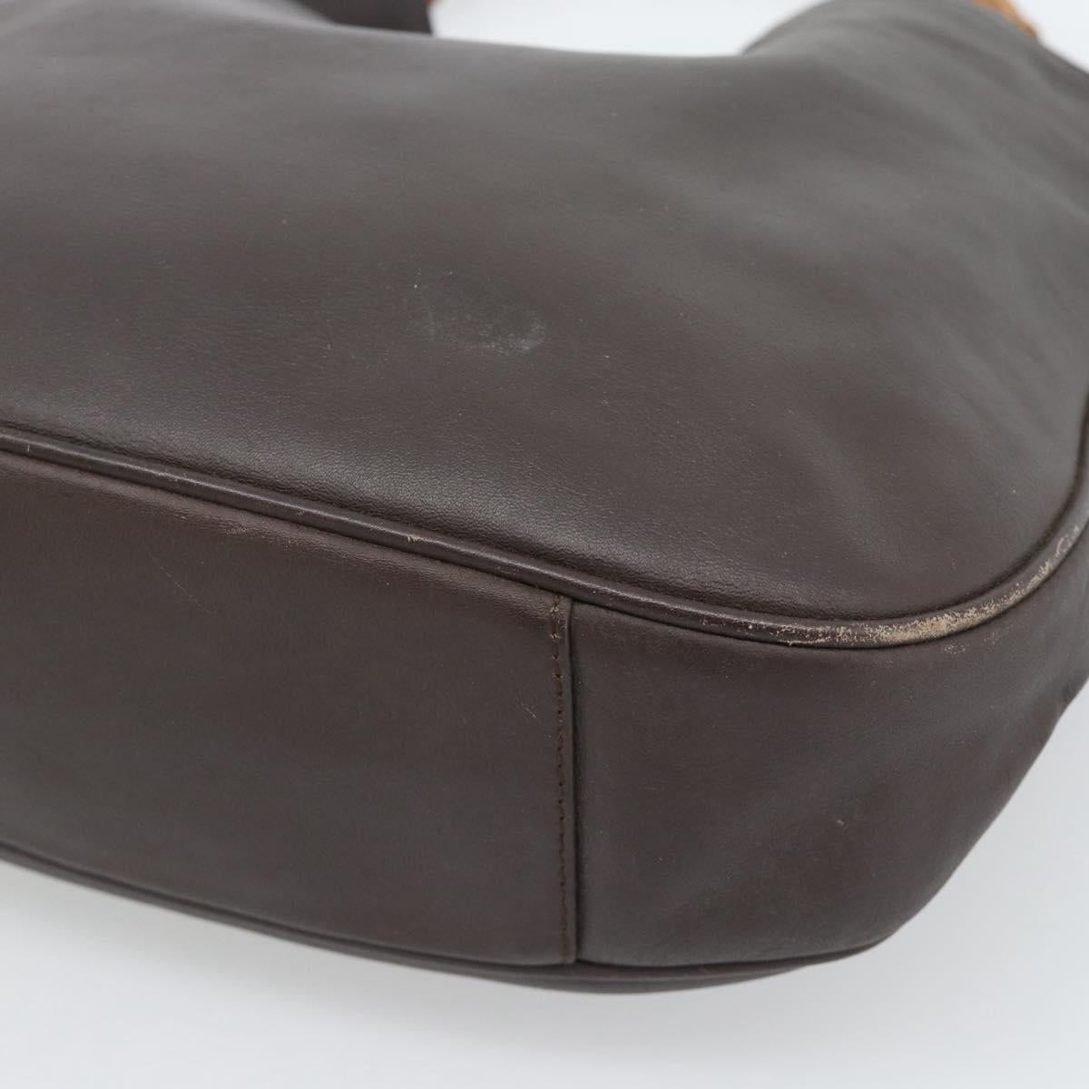 GUCCI Bamboo Shoulder Bag Leather 2way Brown Gold 001 1781 1638 Auth gh2088