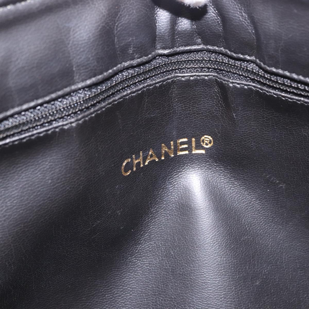 CHANEL Matelasse Chain Shoulder Bag Lamb Skin Black Gold CC Auth gh2091