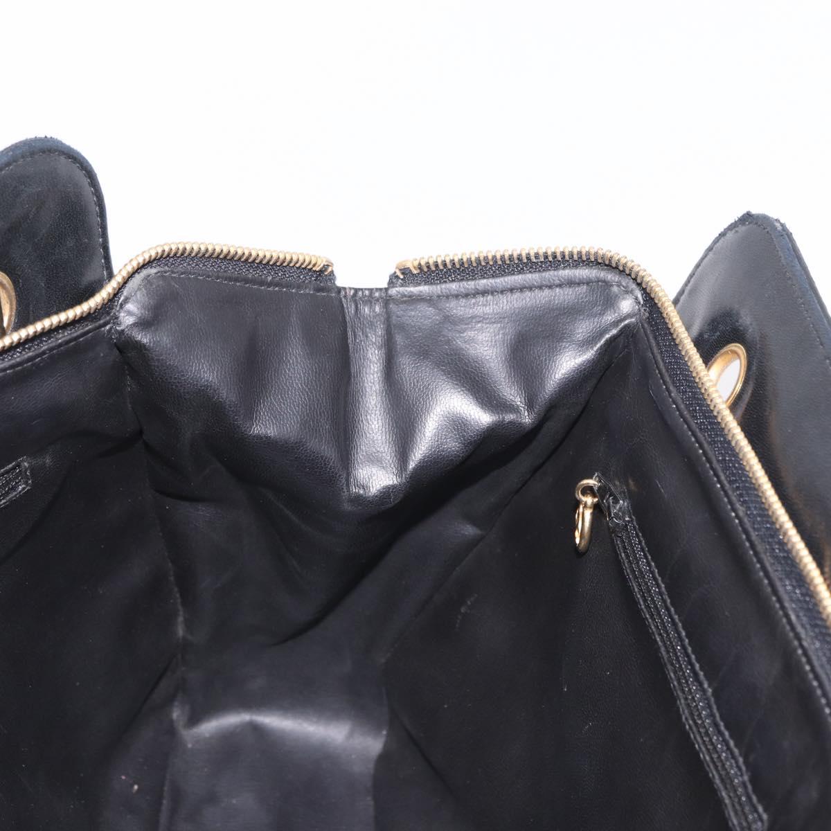 CHANEL Matelasse Chain Shoulder Bag Lamb Skin Black Gold CC Auth gh2091
