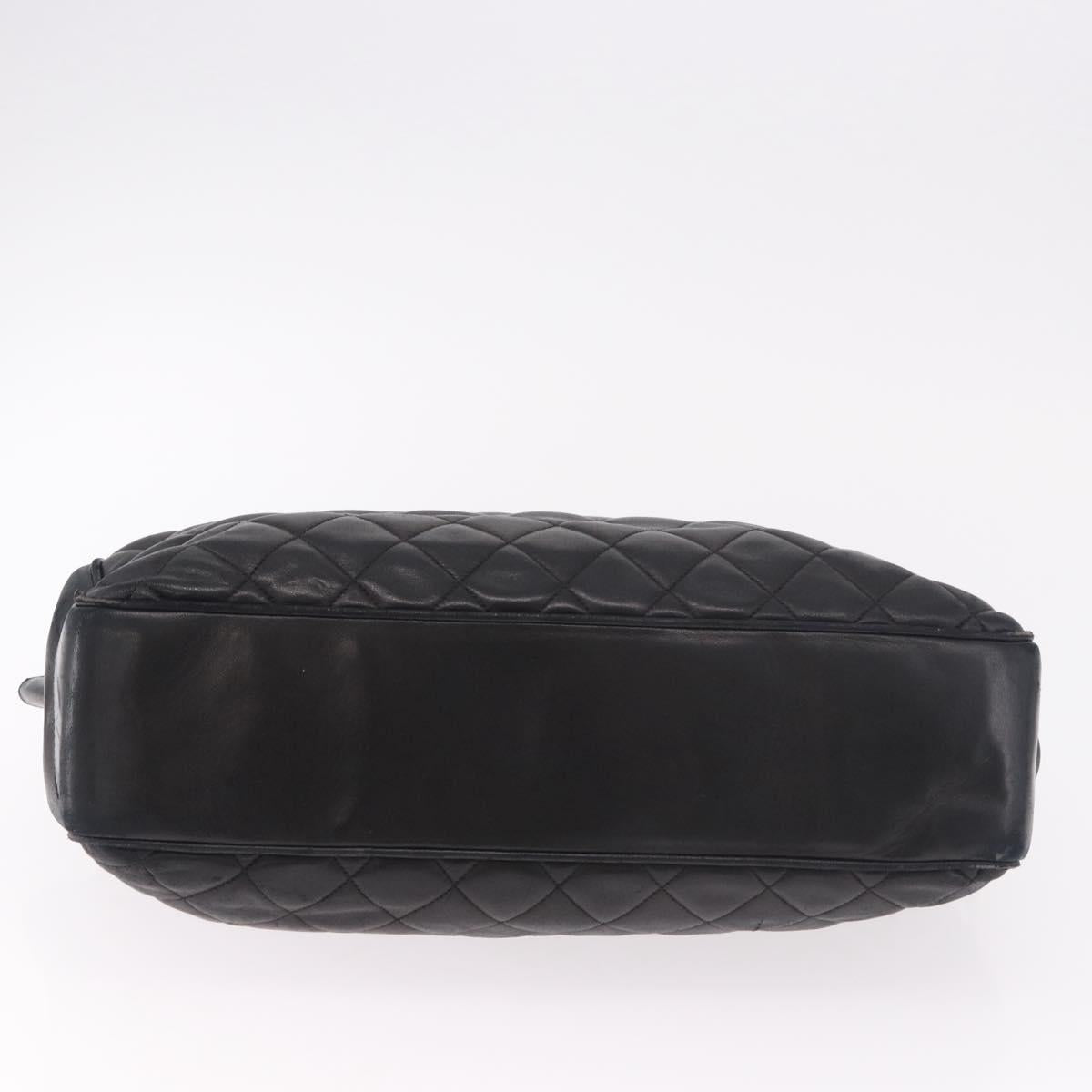 CHANEL Matelasse Chain Shoulder Bag Lamb Skin Black Gold CC Auth gh2091